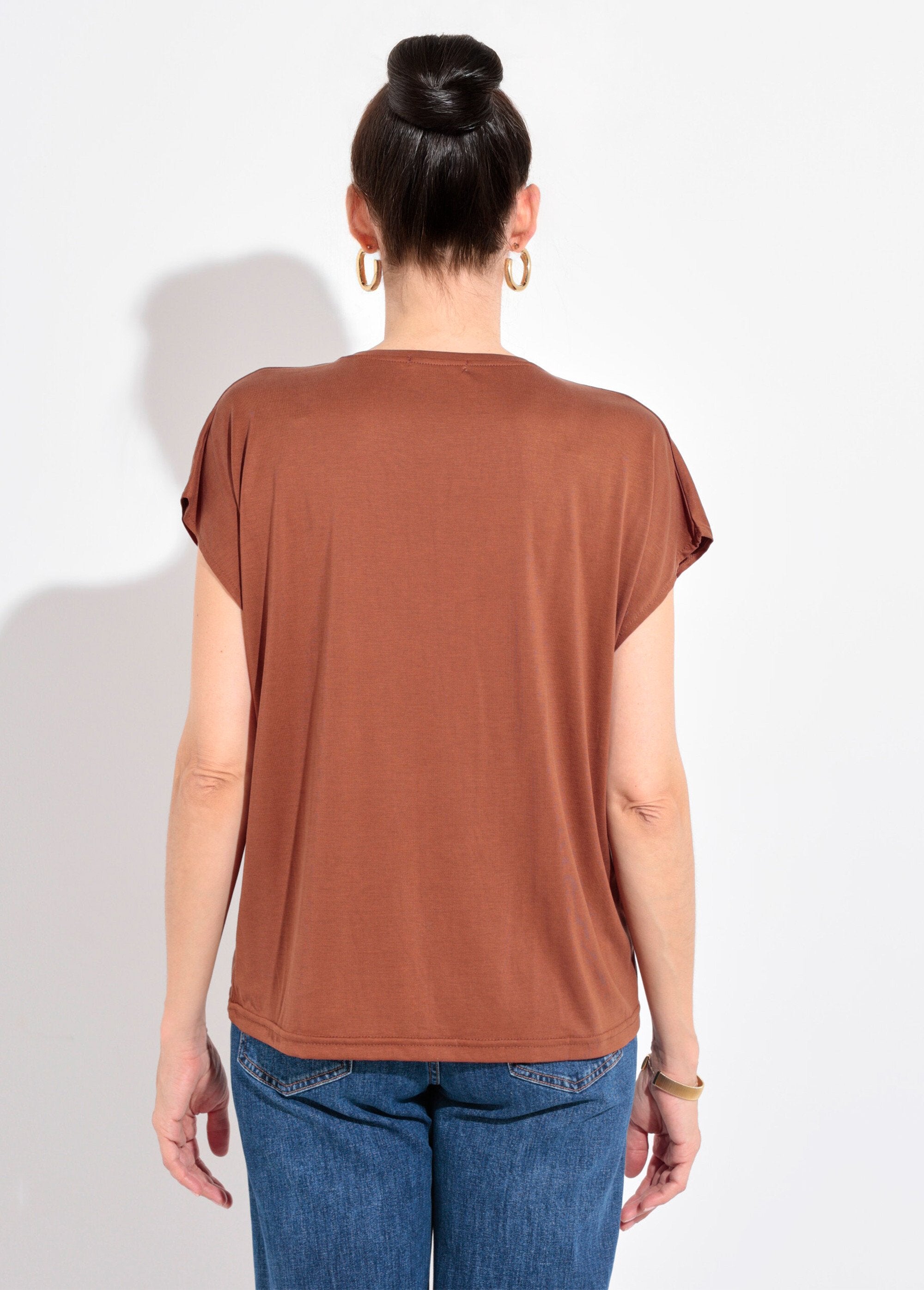 Los_T-shirt_met_korte_mouwen_Marron_DO1_slim