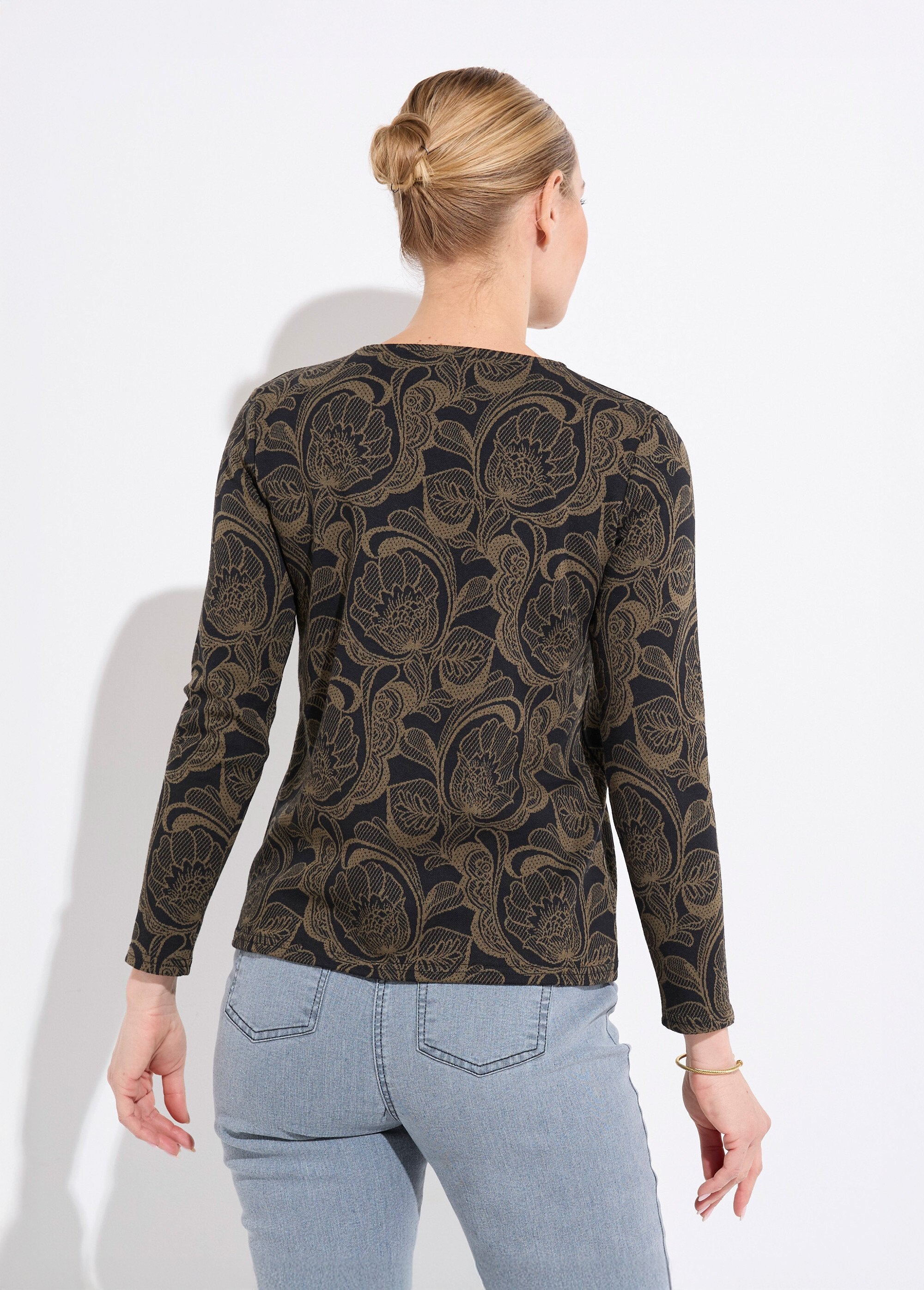 Gebloemd_jacquard_T-shirt_met_ronde_hals_Noir_et_camel_DO1_slim