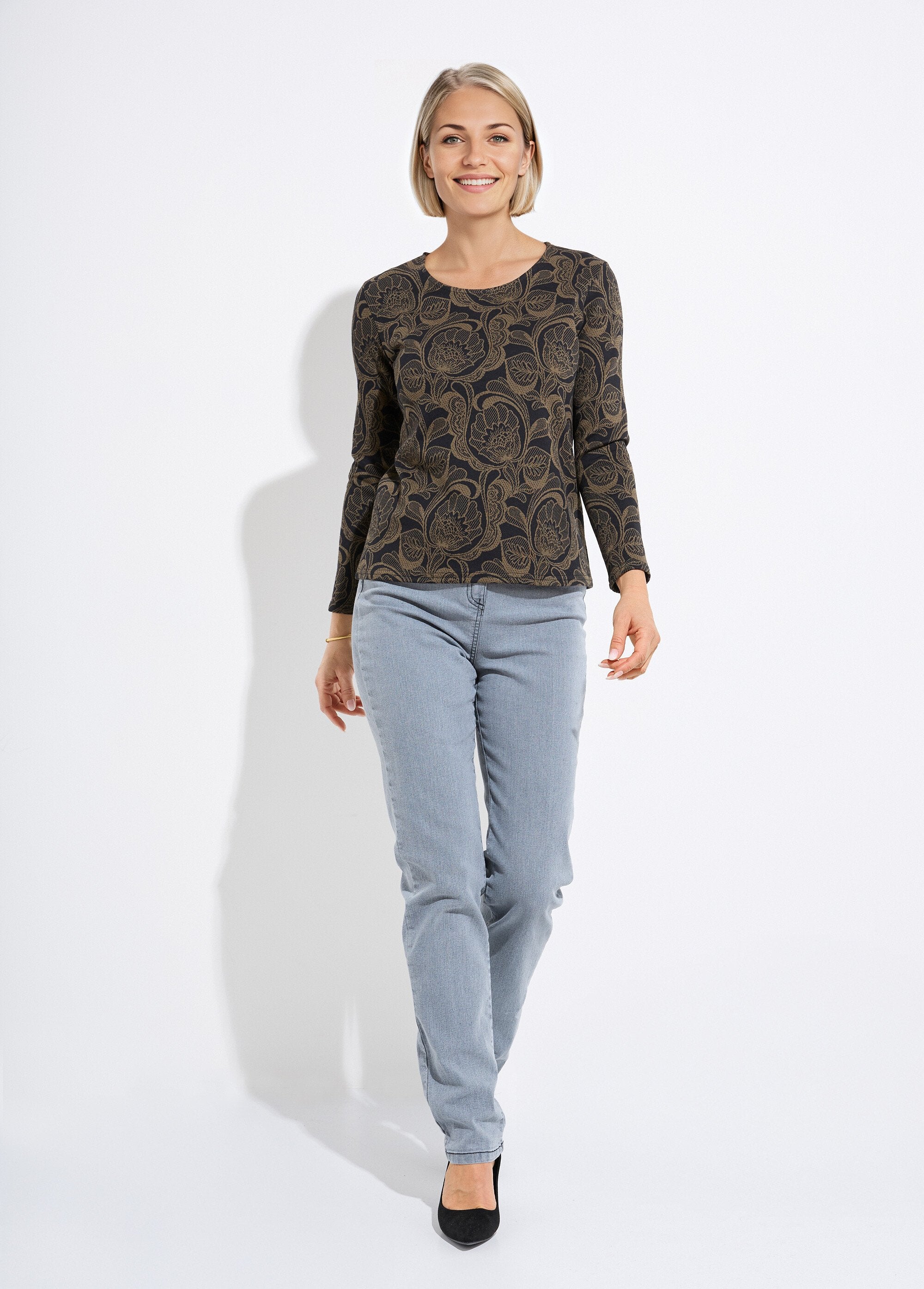 Gebloemd_jacquard_T-shirt_met_ronde_hals_Noir_et_camel_SF1_slim