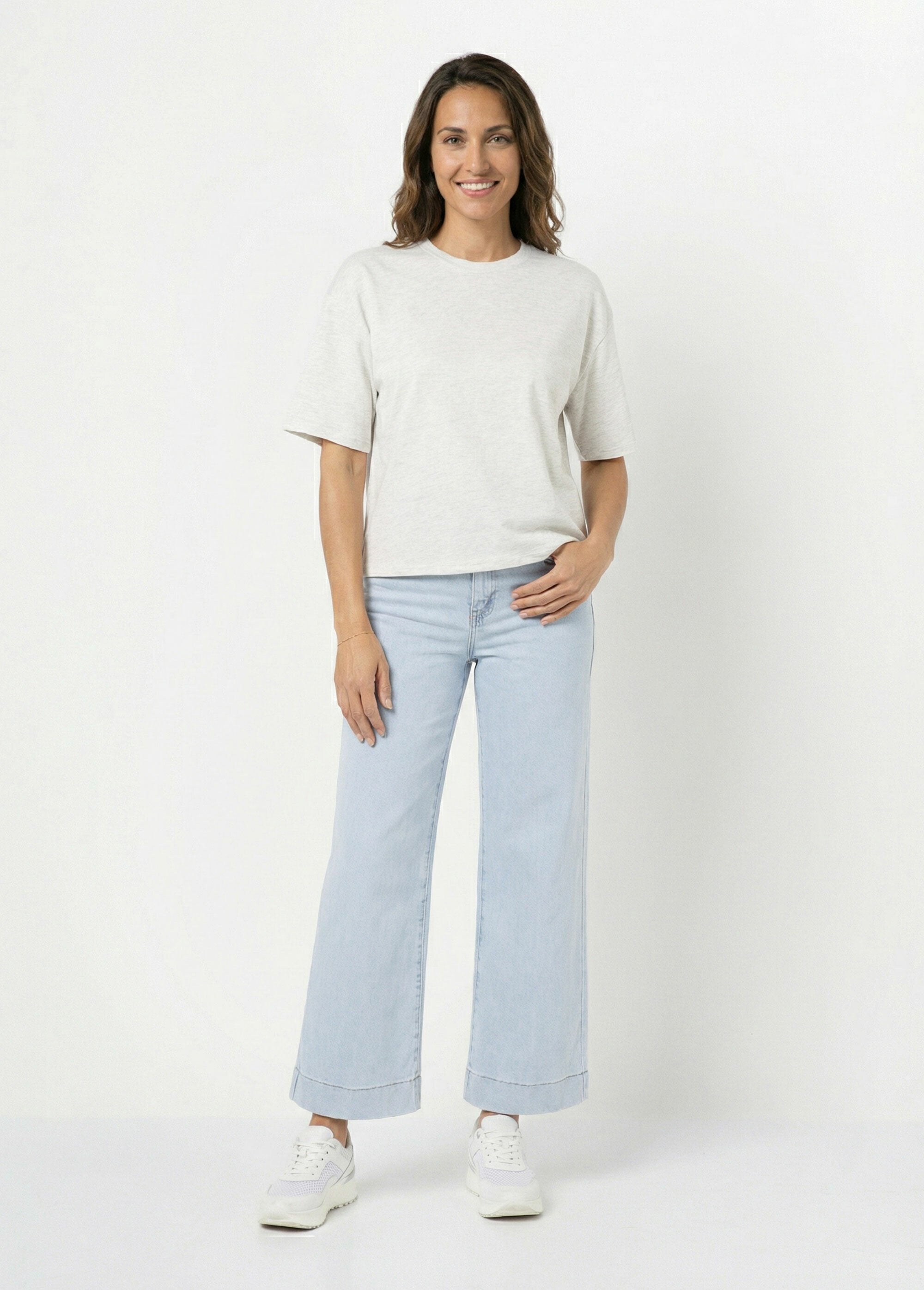 Losvallend_T-shirt_met_korte_mouwen_en_stretch_Gris_chine_SF1_slim