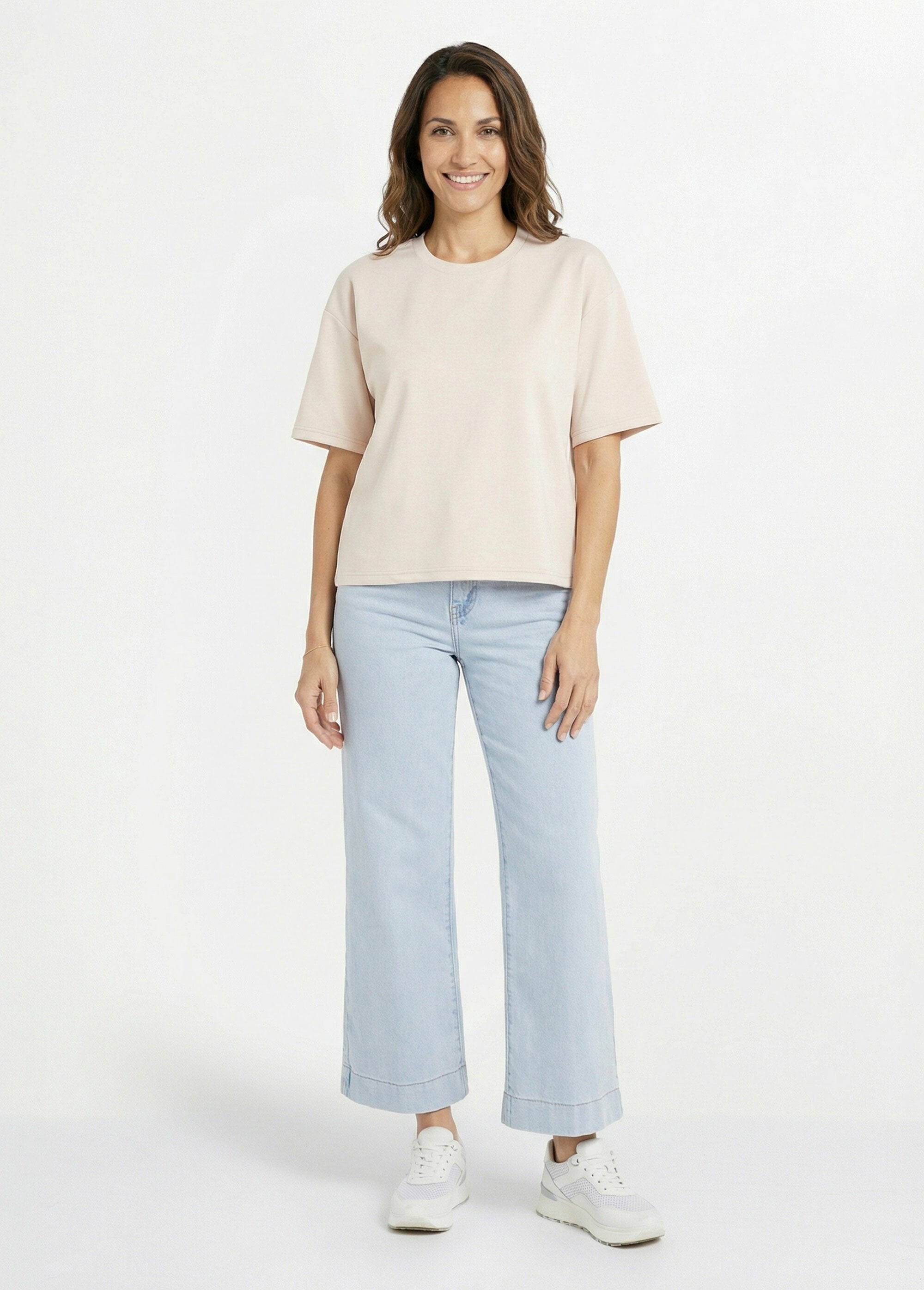 Losvallend_T-shirt_met_korte_mouwen_en_stretch_Beige_SF1_slim