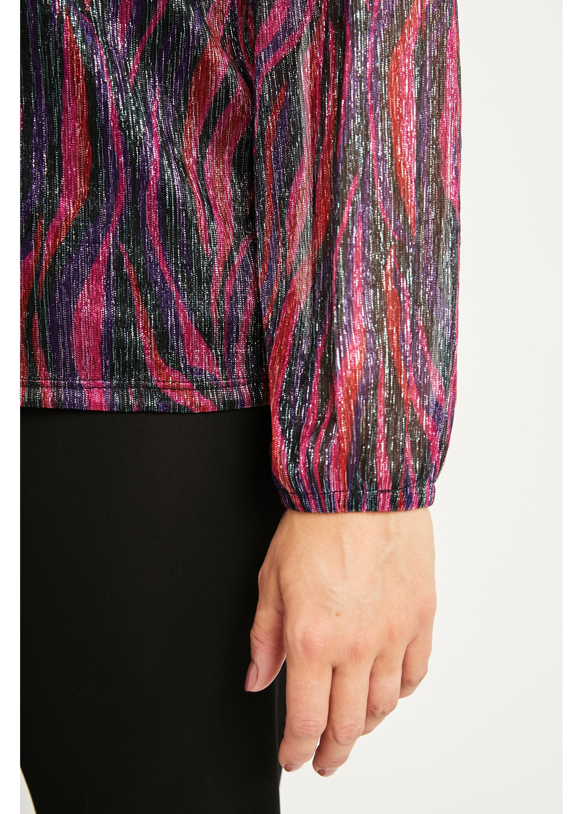 T-shirt_van_geplooid_mesh_met_grafische_print_Noir_et_rose_DE3_slim