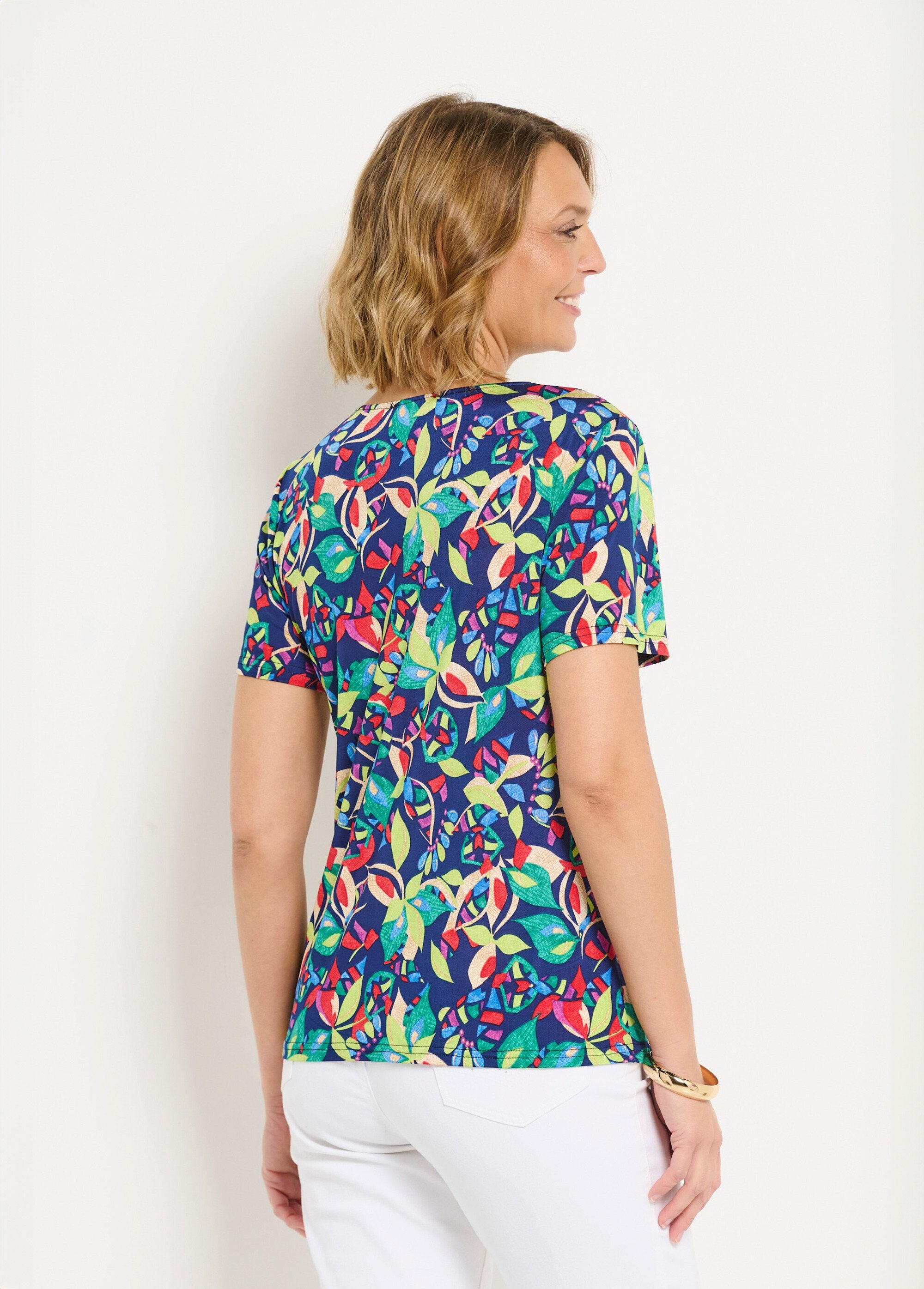 Effen_of_bedrukt_T-shirt_met_korte_mouwen_Marine_et_vert_DO1_slim
