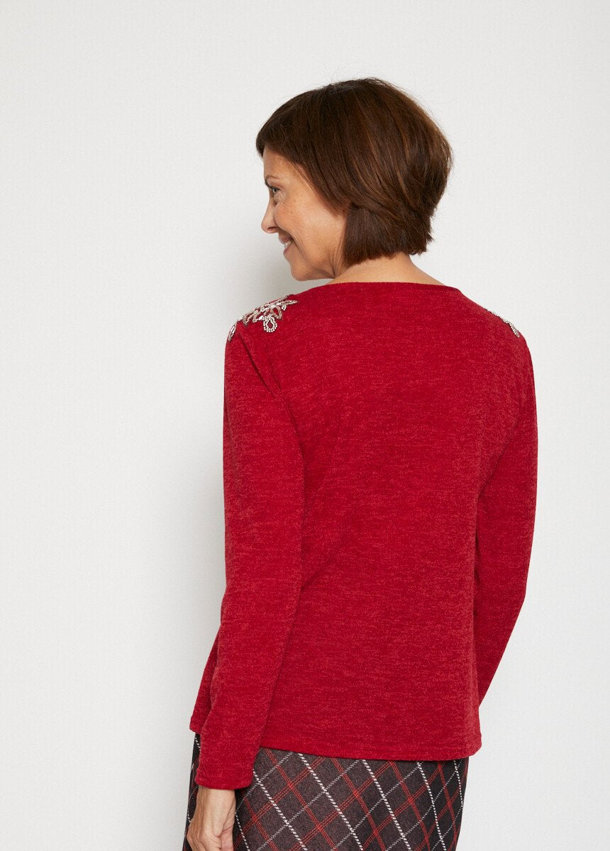 Effen_T-shirt_met_details_van_fantasiejuwelen_Rouge_DO1_slim