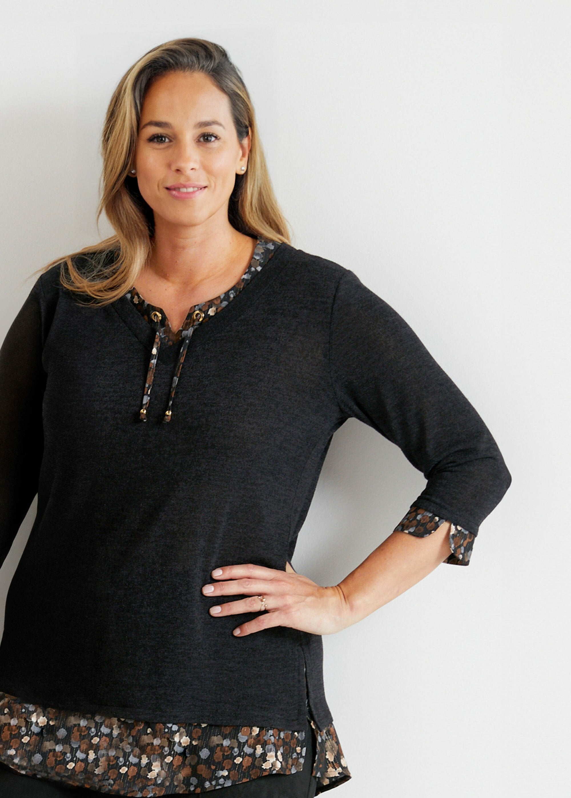 Edele_2-in-1_tuniek_met_3/4_mouwen_Noir_FA1_slim