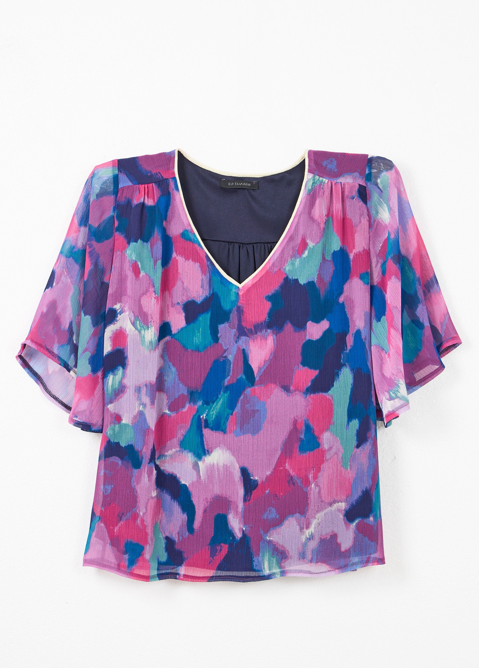 Losvallende_voile_tuniek_met_V-hals_en_print_Multicolore_AP1_slim