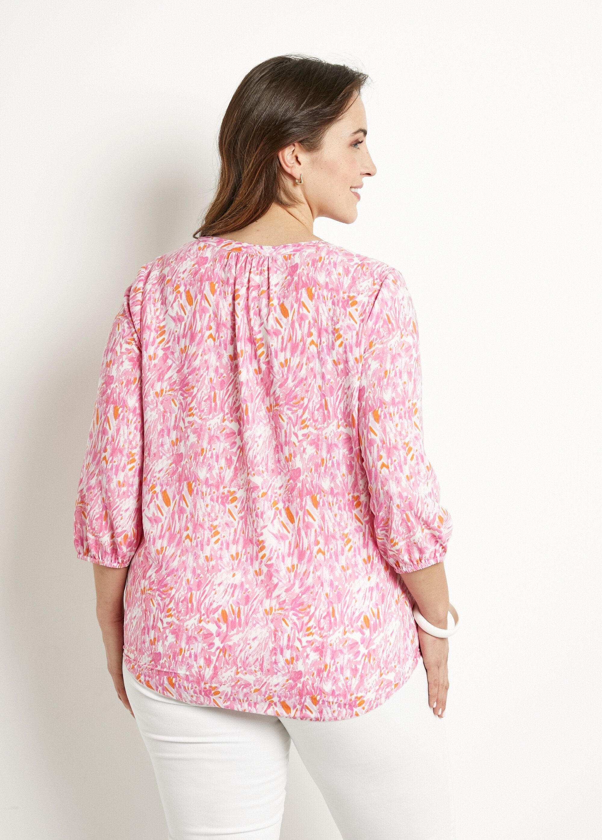 Lange_bedrukte_losvallende_tuniek_met_3/4_mouwen_Imprime_rose_DO1_curvy