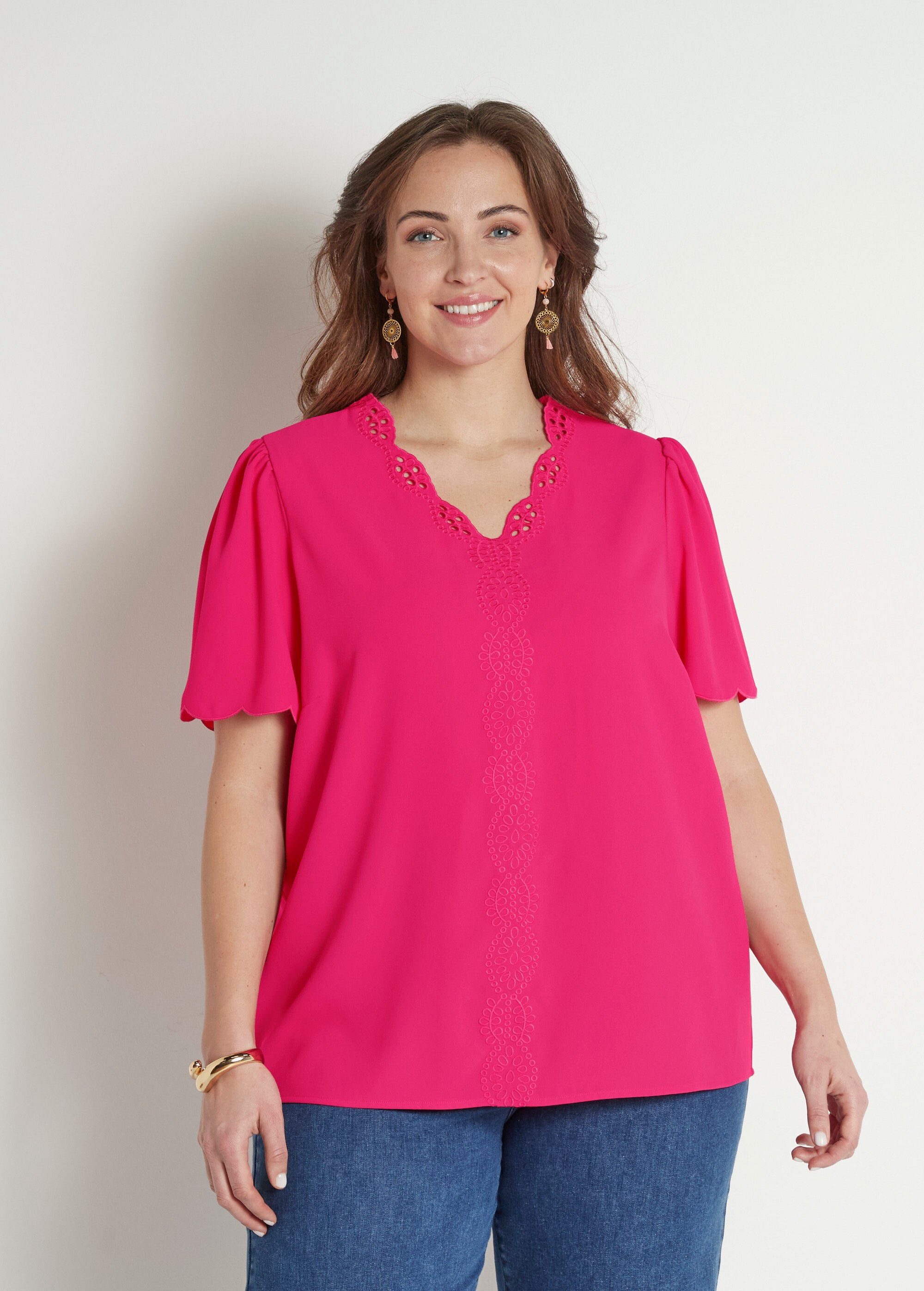 Lange_geborduurde_tuniek_met_effen_korte_mouwen_Fuchsia_FA1_curvy