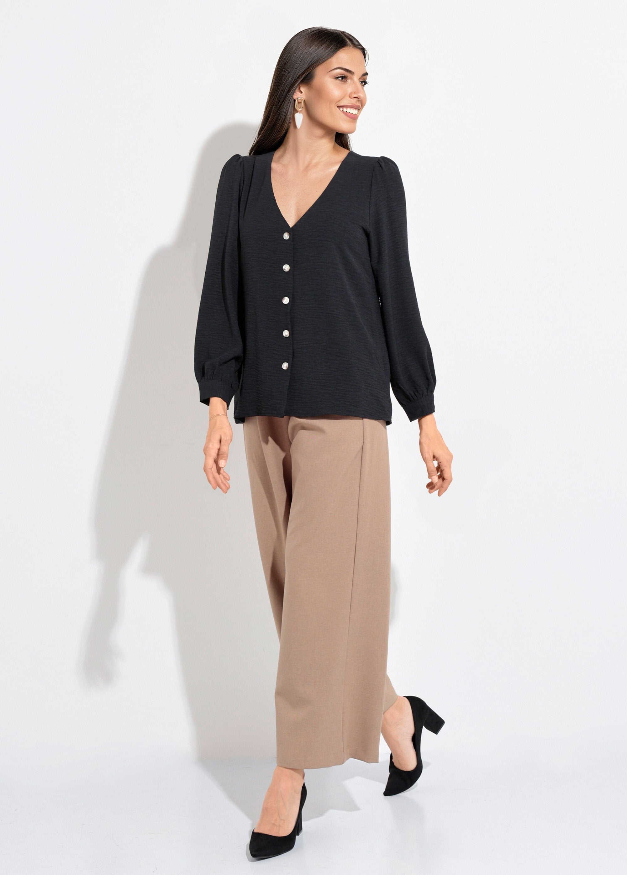 Tuniek_met_V-hals_en_reliëfknoopsluiting_Noir_SF1_slim