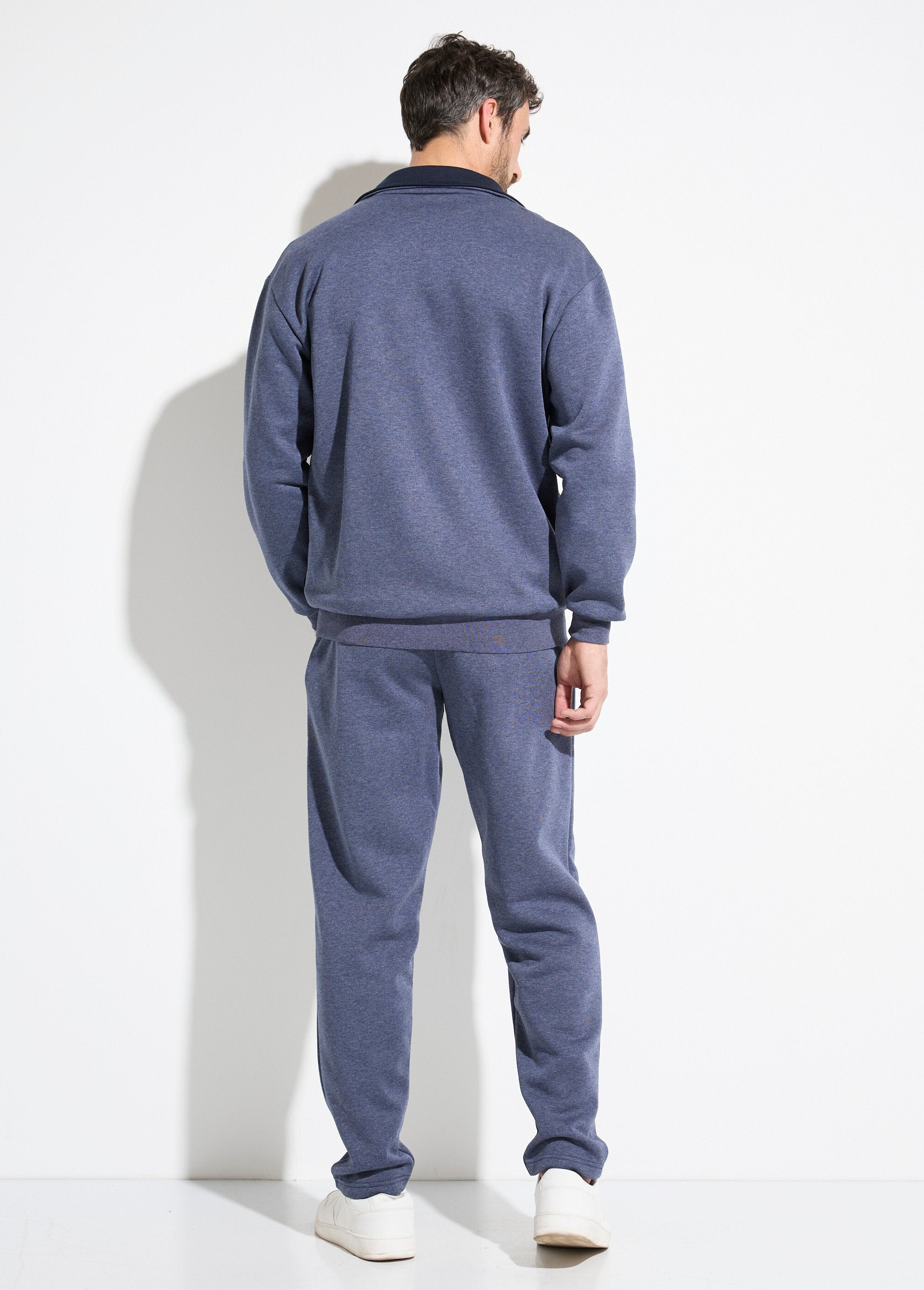 Tweekleurig_katoenen_fleece_zip-up_loungejack_Bleu_grise_et_marine_DO1_slim