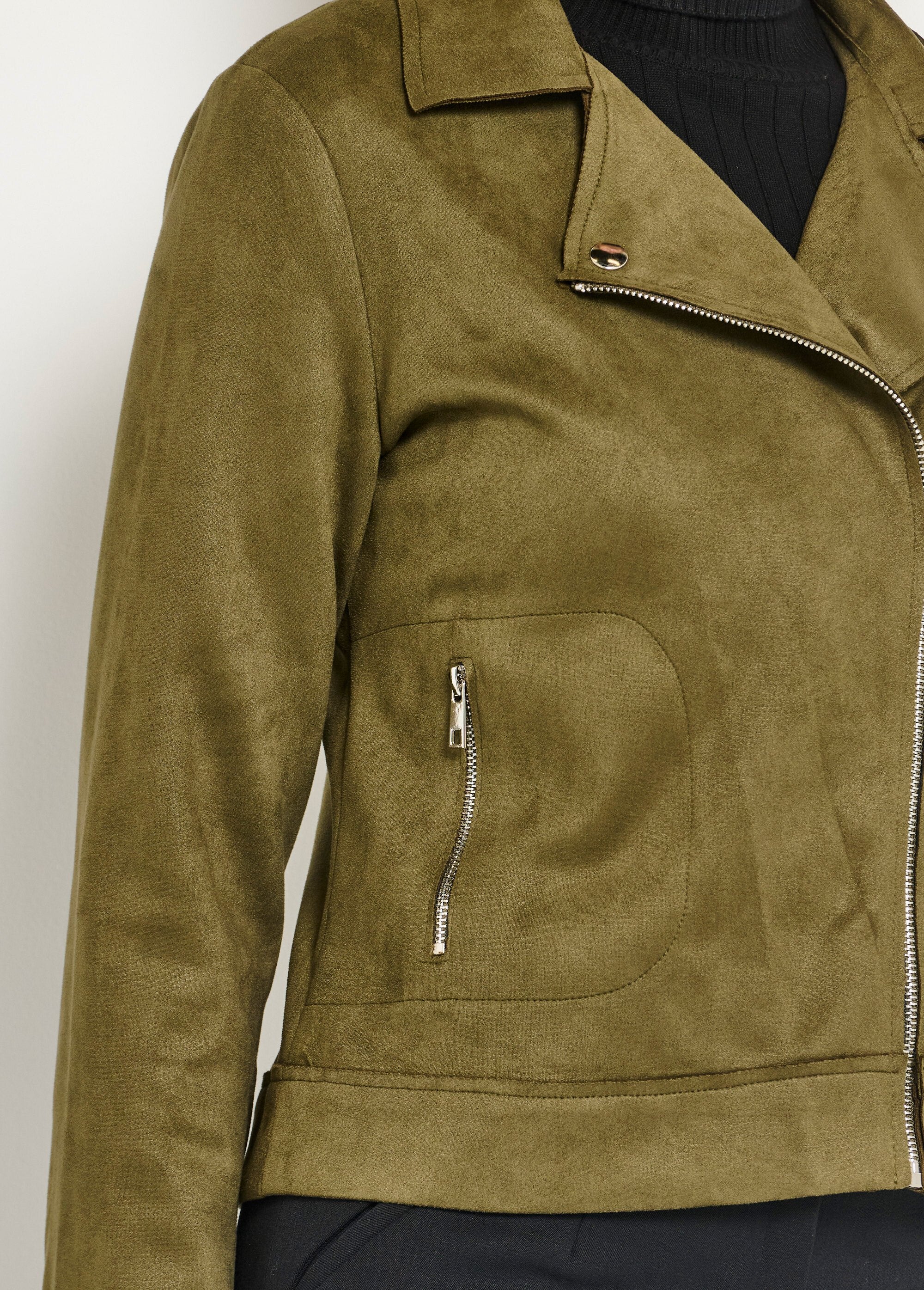 Kort_bikerjack_met_rits_in_suède_Kaki_DE2_slim