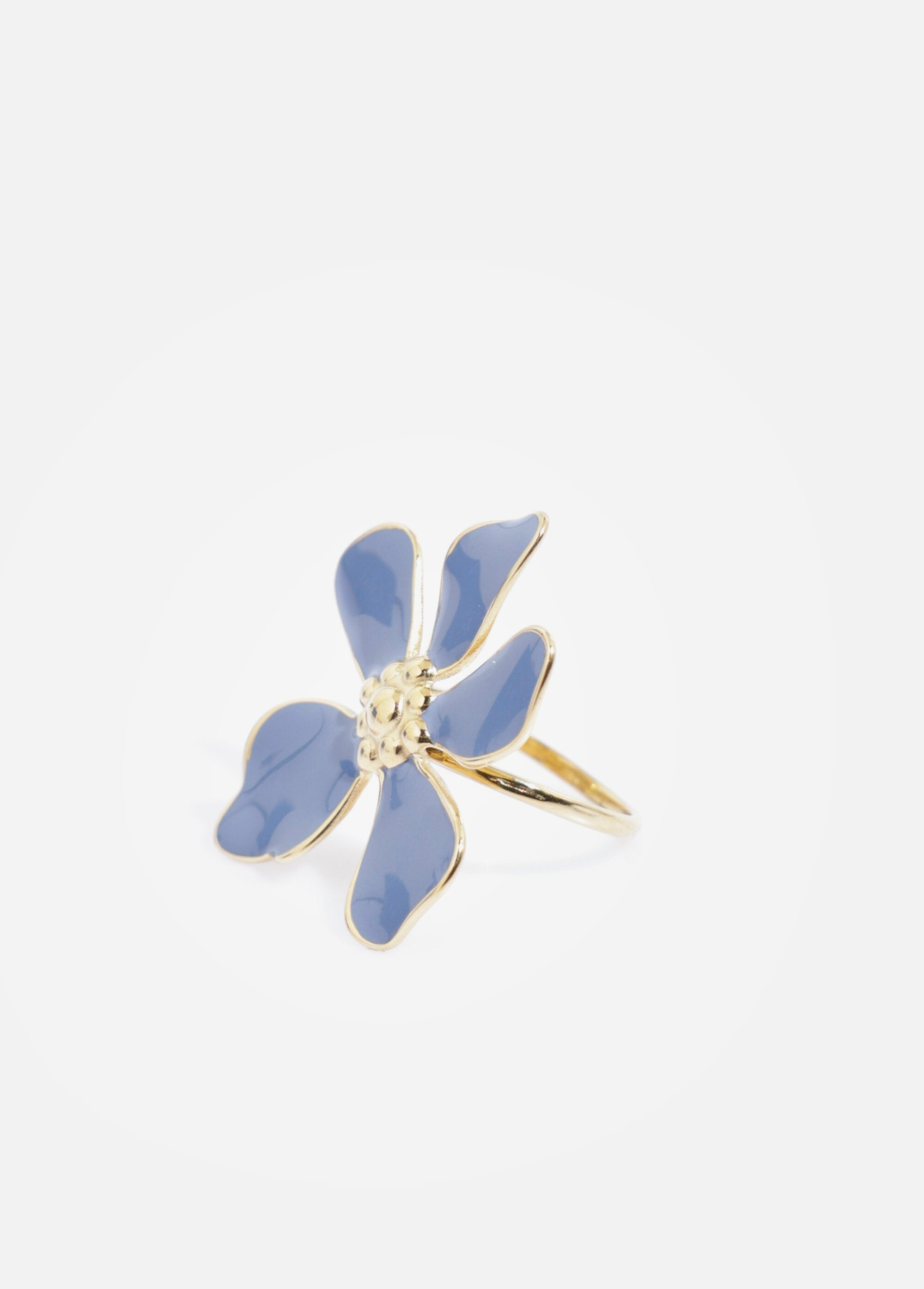 Ring_van_roestvrij_staal_met_azuurblauw_bloemmotief_Dore_et_bleu_FA1_slim
