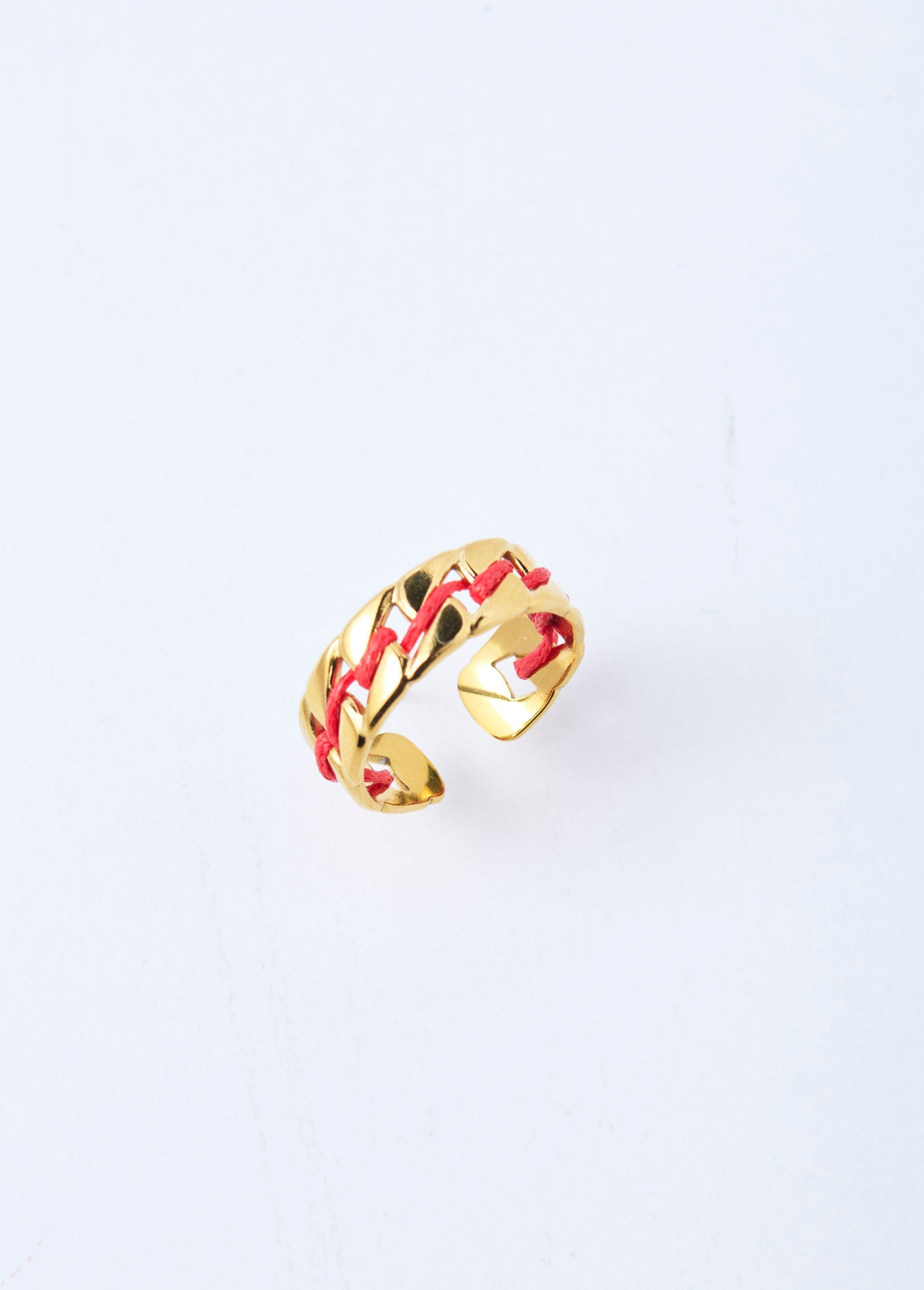 Roestvrijstalen_ring_met_gekleurde_schakel_Dore_et_orange_FA1_slim