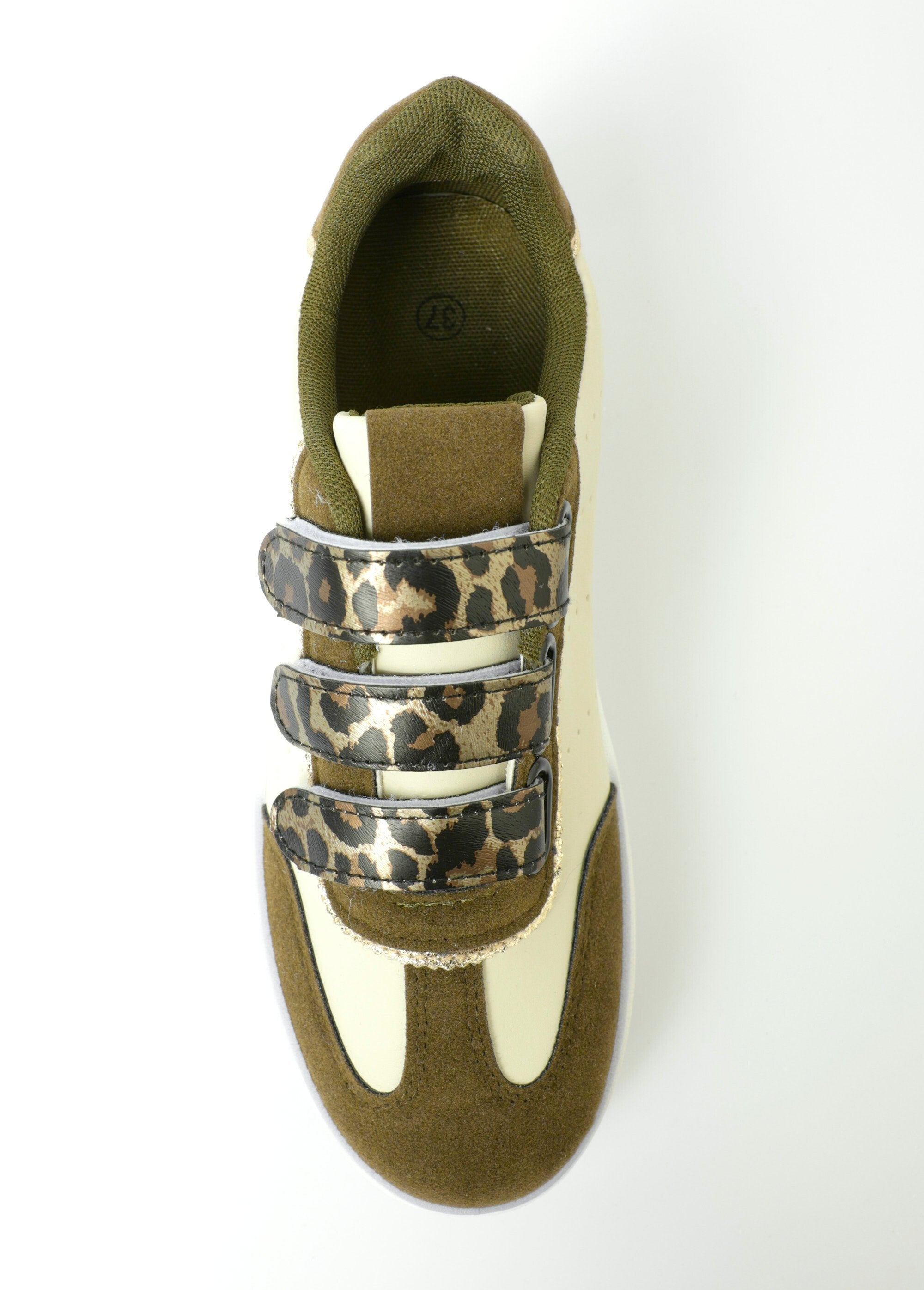 Tweekleurige_gympen_met_klittenband_in_dierenstijl_Kaki_OV1_slim