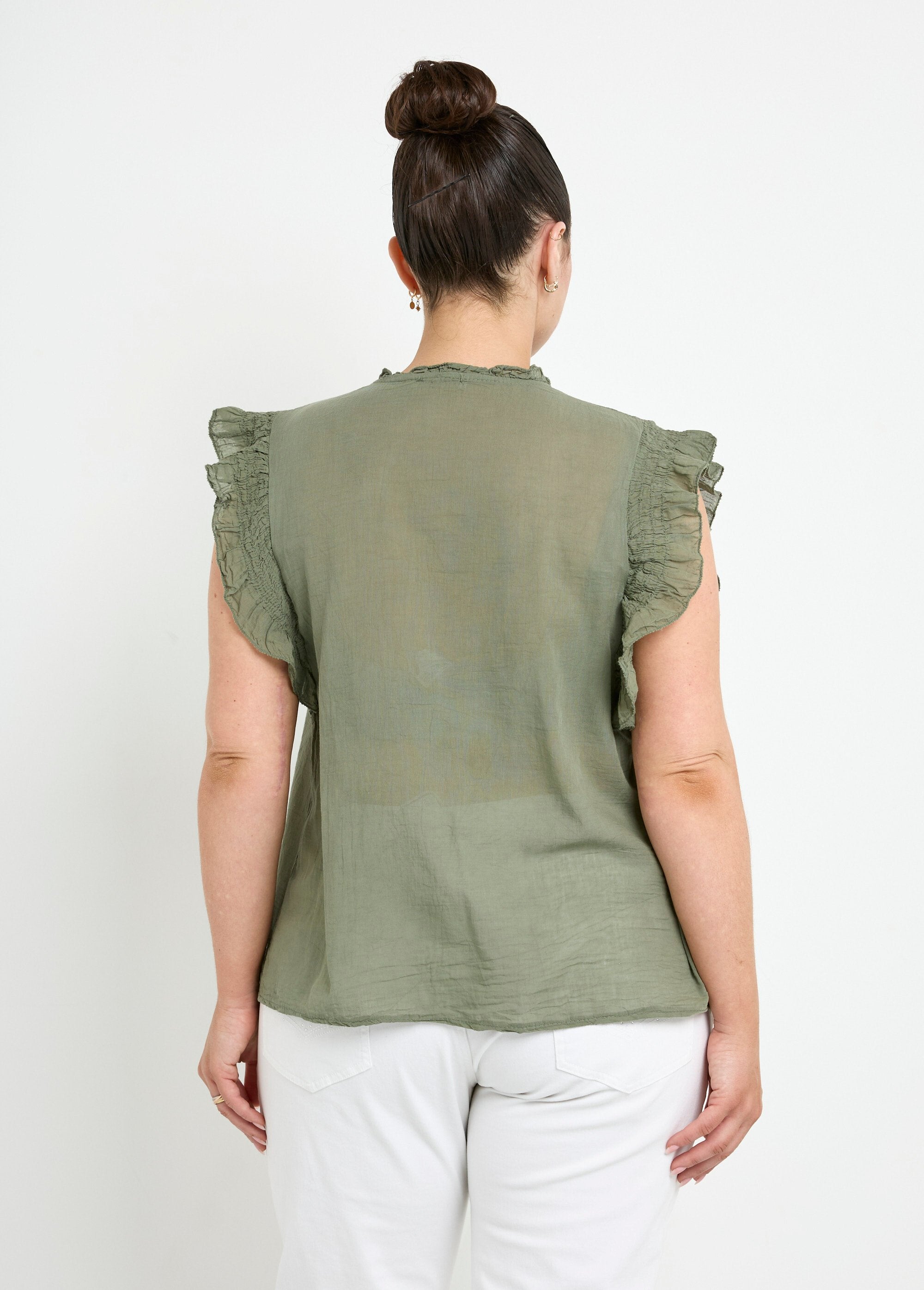 Mouwloze_blouse_van_katoenvoile_Kaki_DO1_curvy