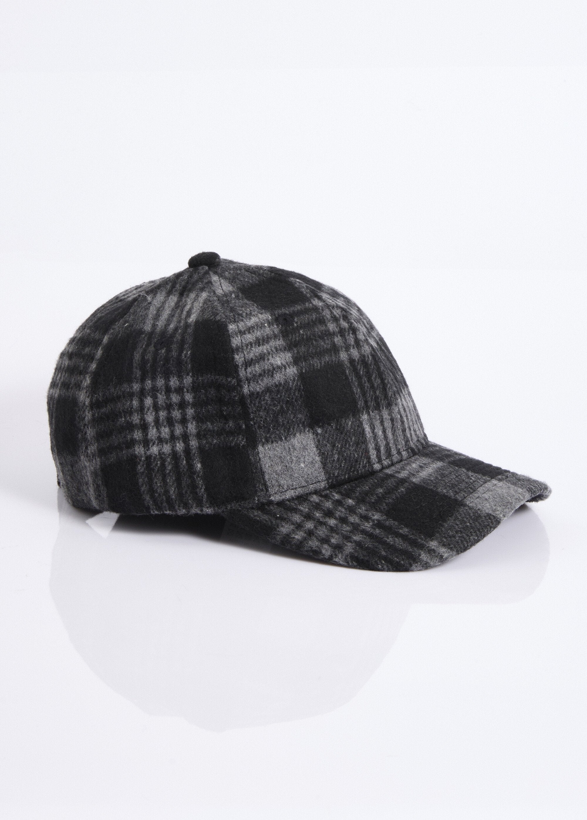 Casquette_à_carreaux_façon_lainage_Noir_FA1_slim