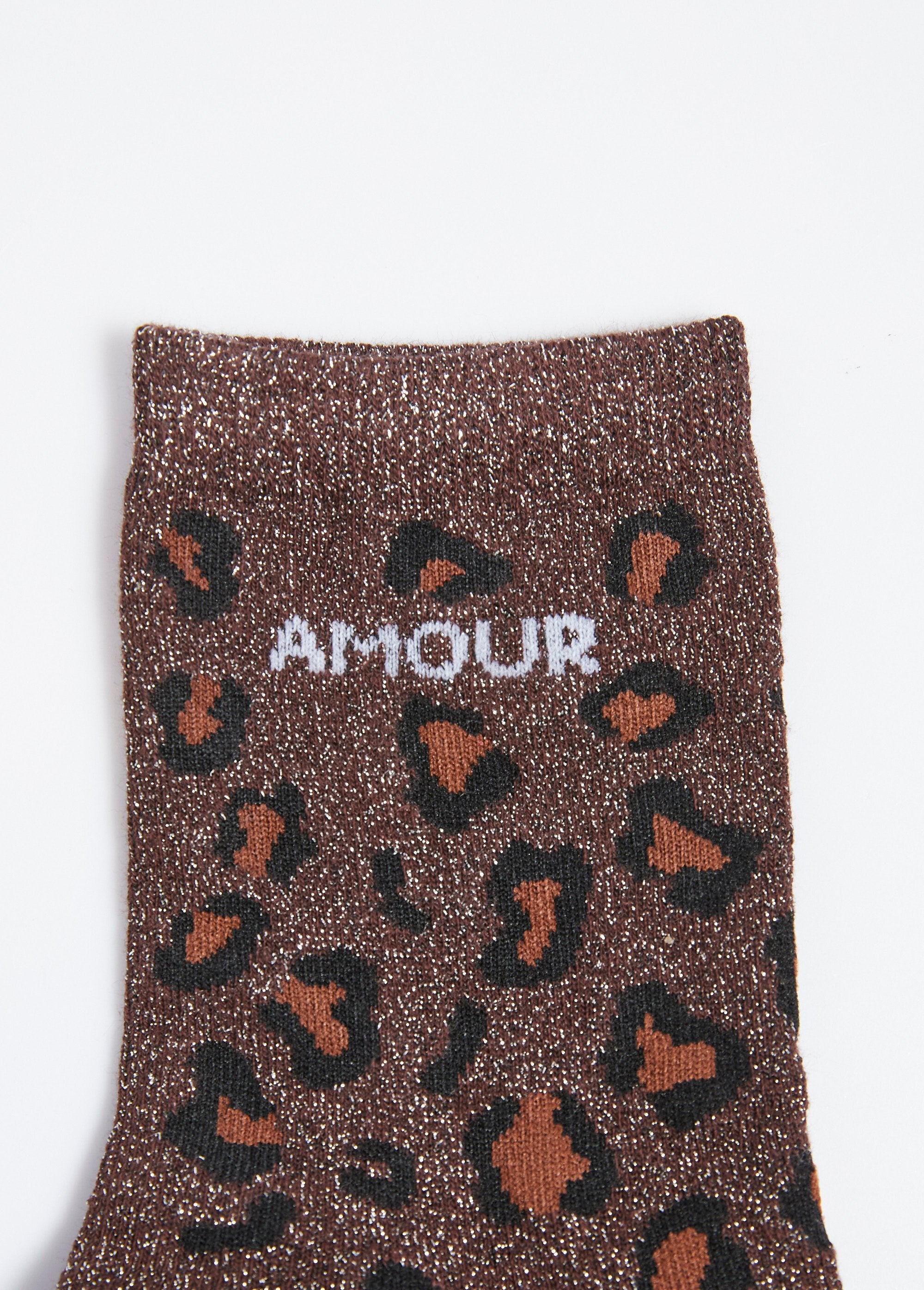 AMOUR_sokken,_metallic_luipaardprint_Marron_DE2_slim