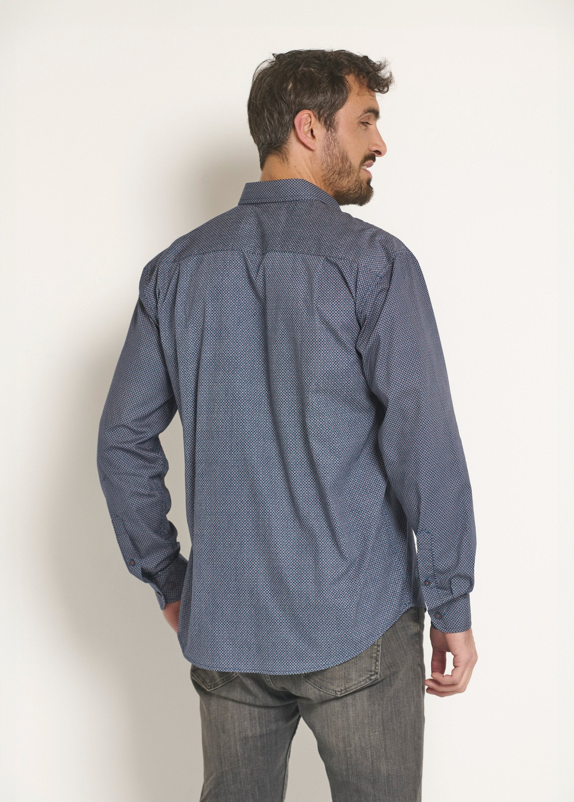 Shirt_met_lange_mouwen_en_micropatroon_Marine_DO1_slim