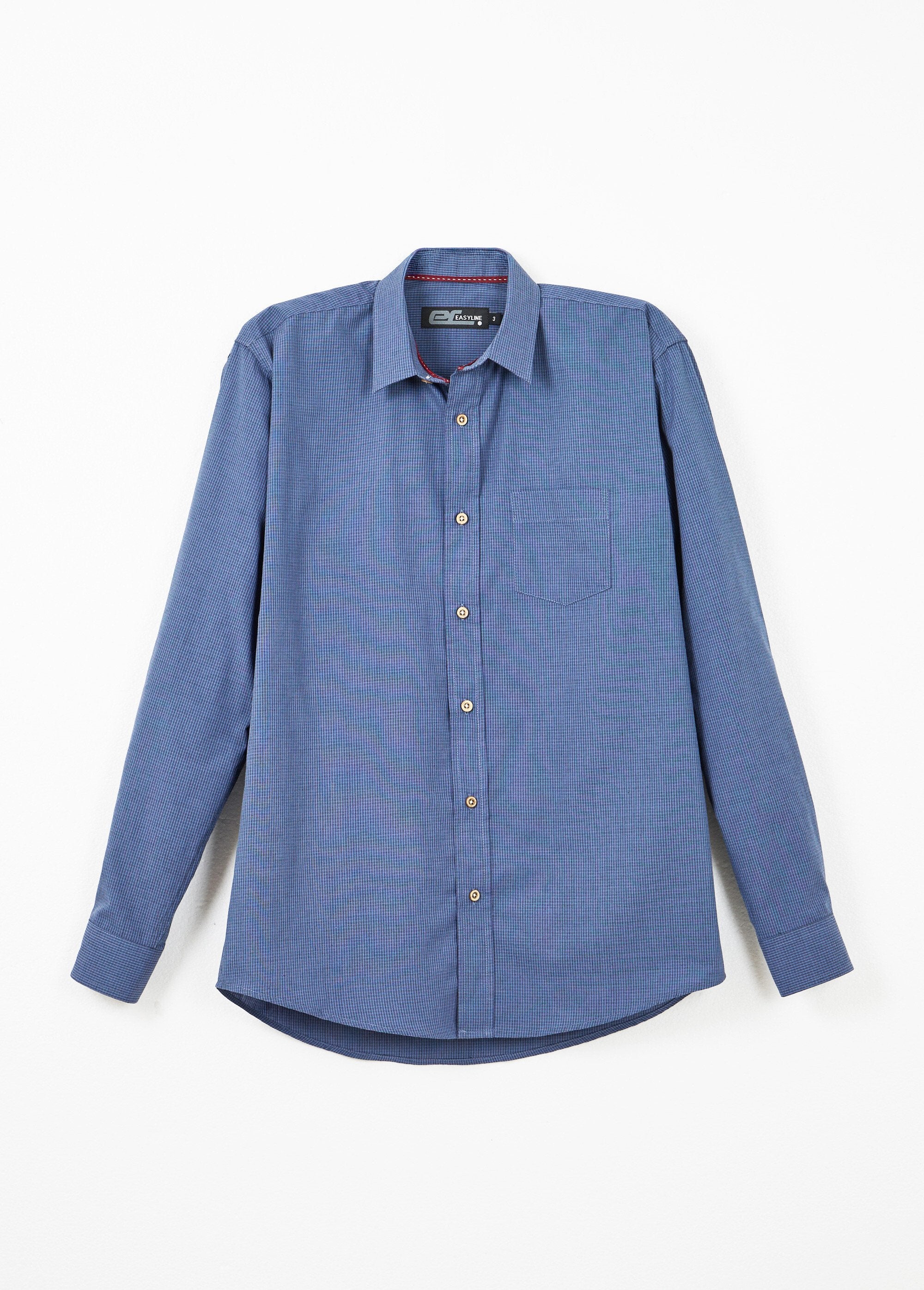 Micro_geruit_overhemd_met_lange_mouwen_Bleu_AP1_slim