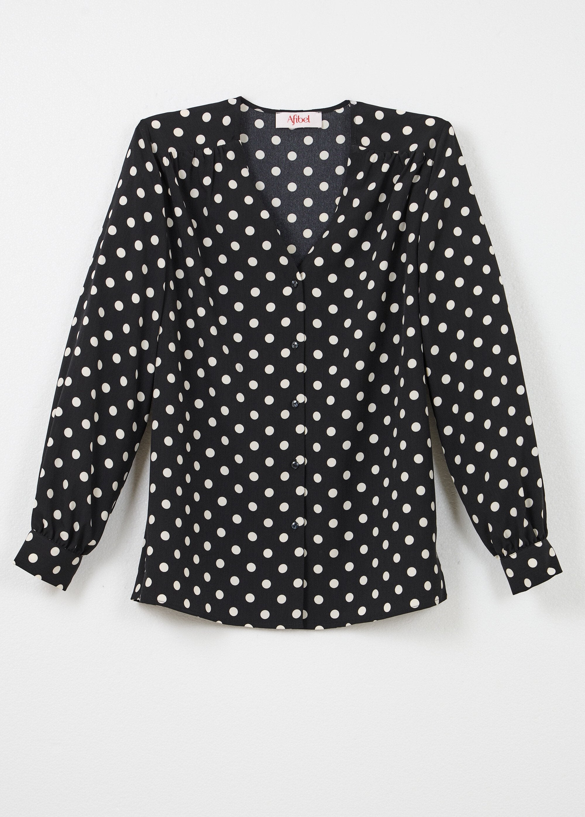 V-hals_blouse_met_lange_mouwen_en_stippenprint_Noir_et_ecru_AP1_slim