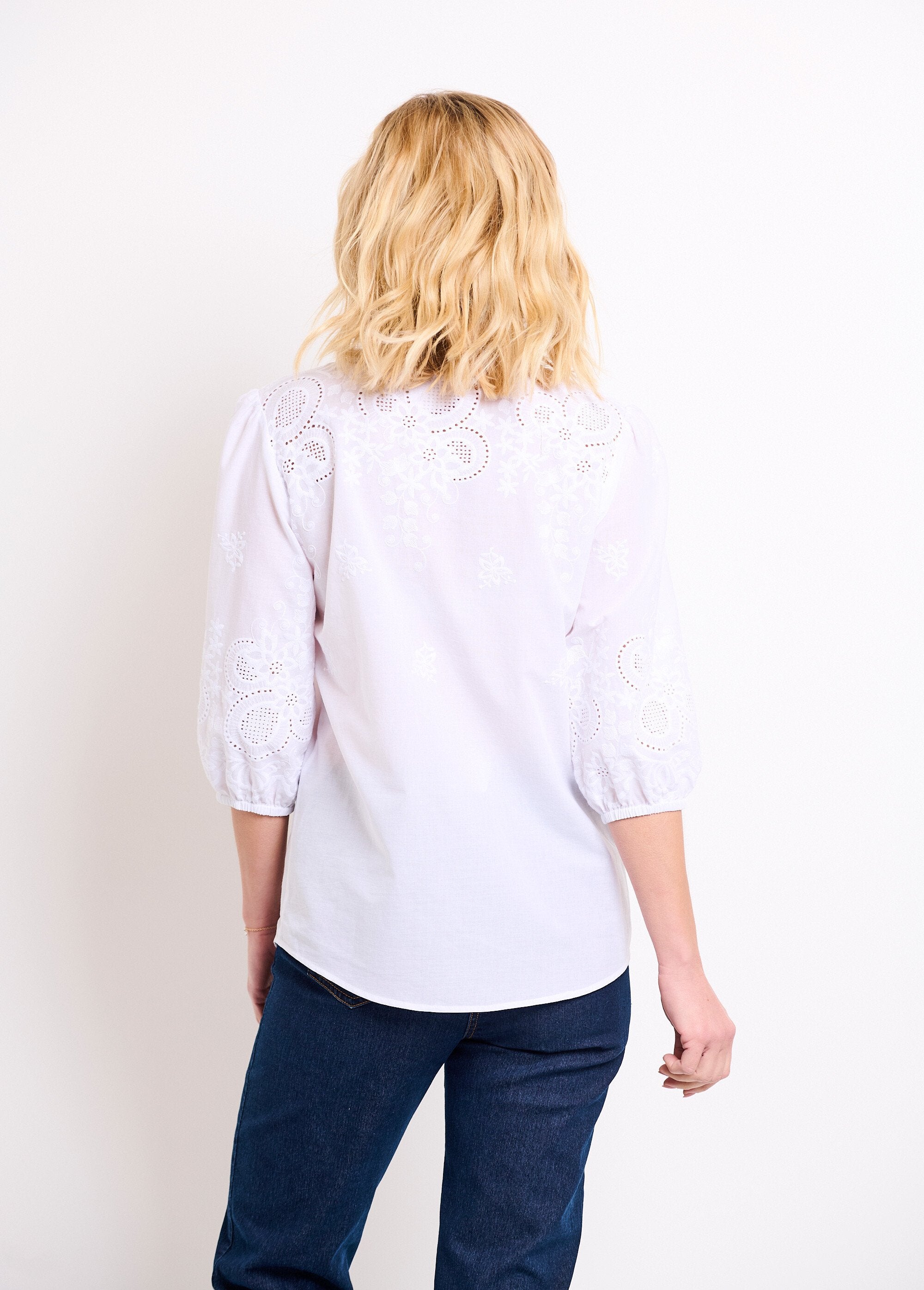 Lange_geborduurde_katoenen_blouse,_3/4_mouwen_Blanc_DO1_slim