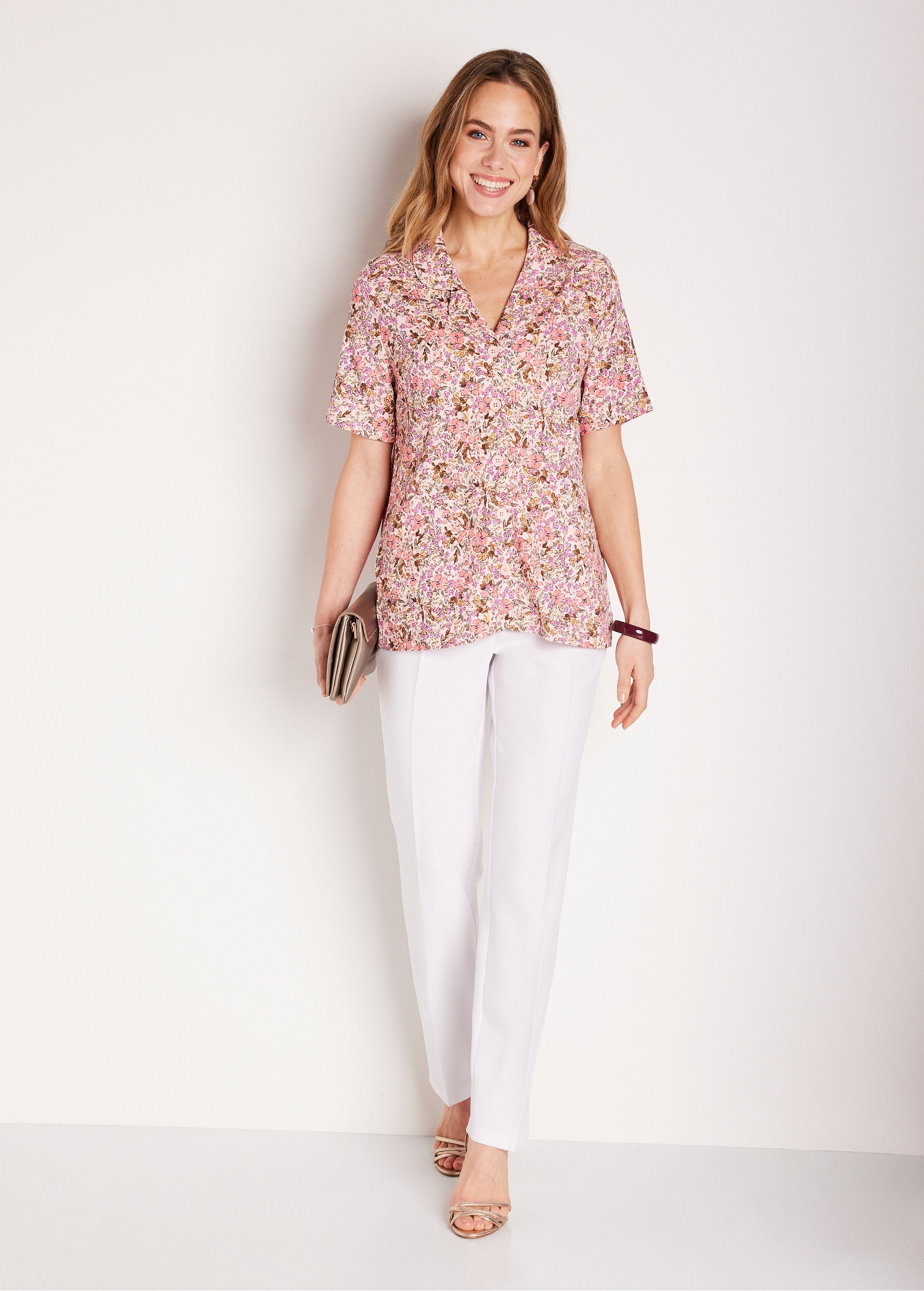 Gebloemde_crêpe_lange_blouse_Roze_en_oranje_SF1_slim