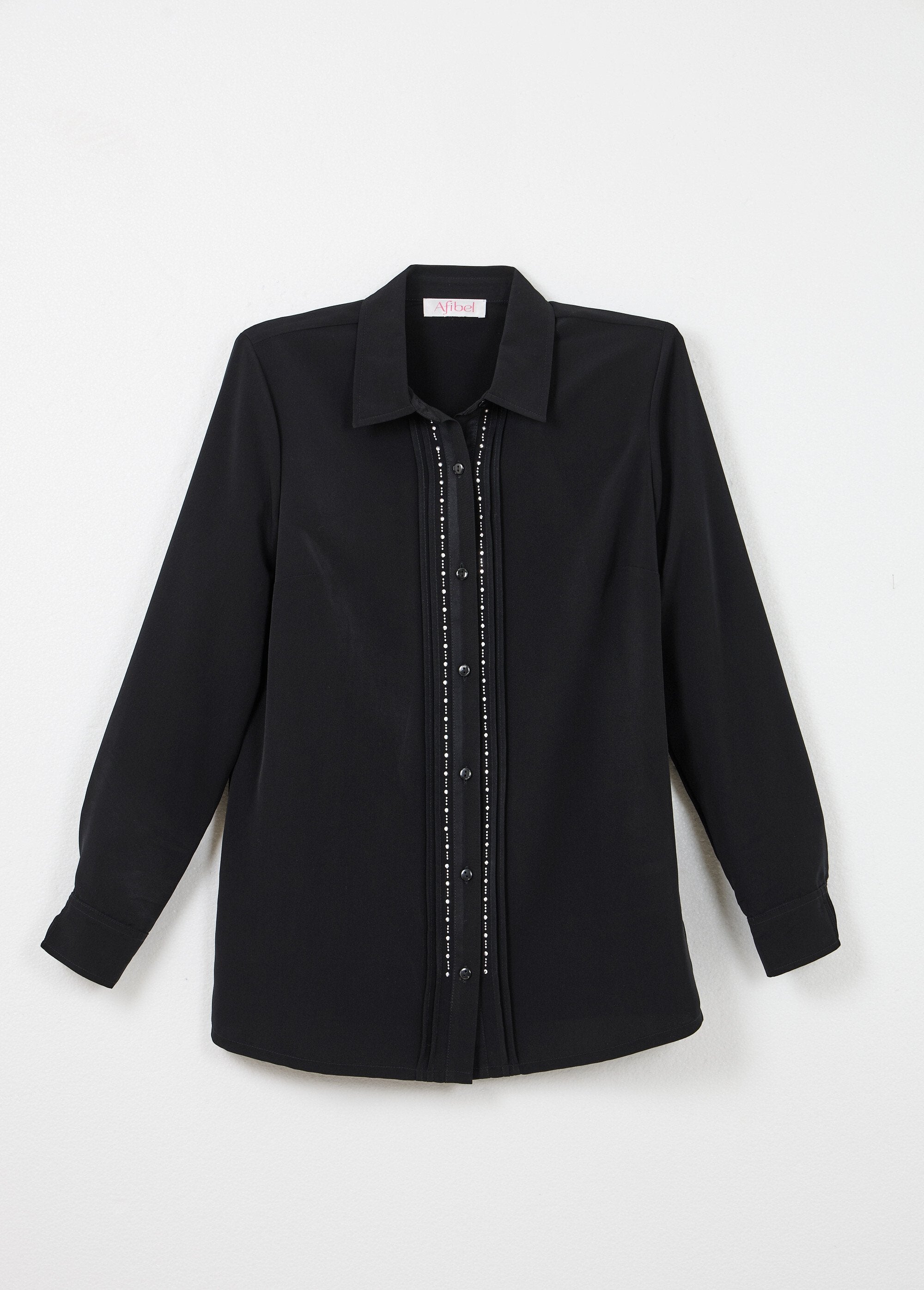 Effen_overhemd_met_lange_knoopsluiting_en_straskraag_Noir_AP1_slim