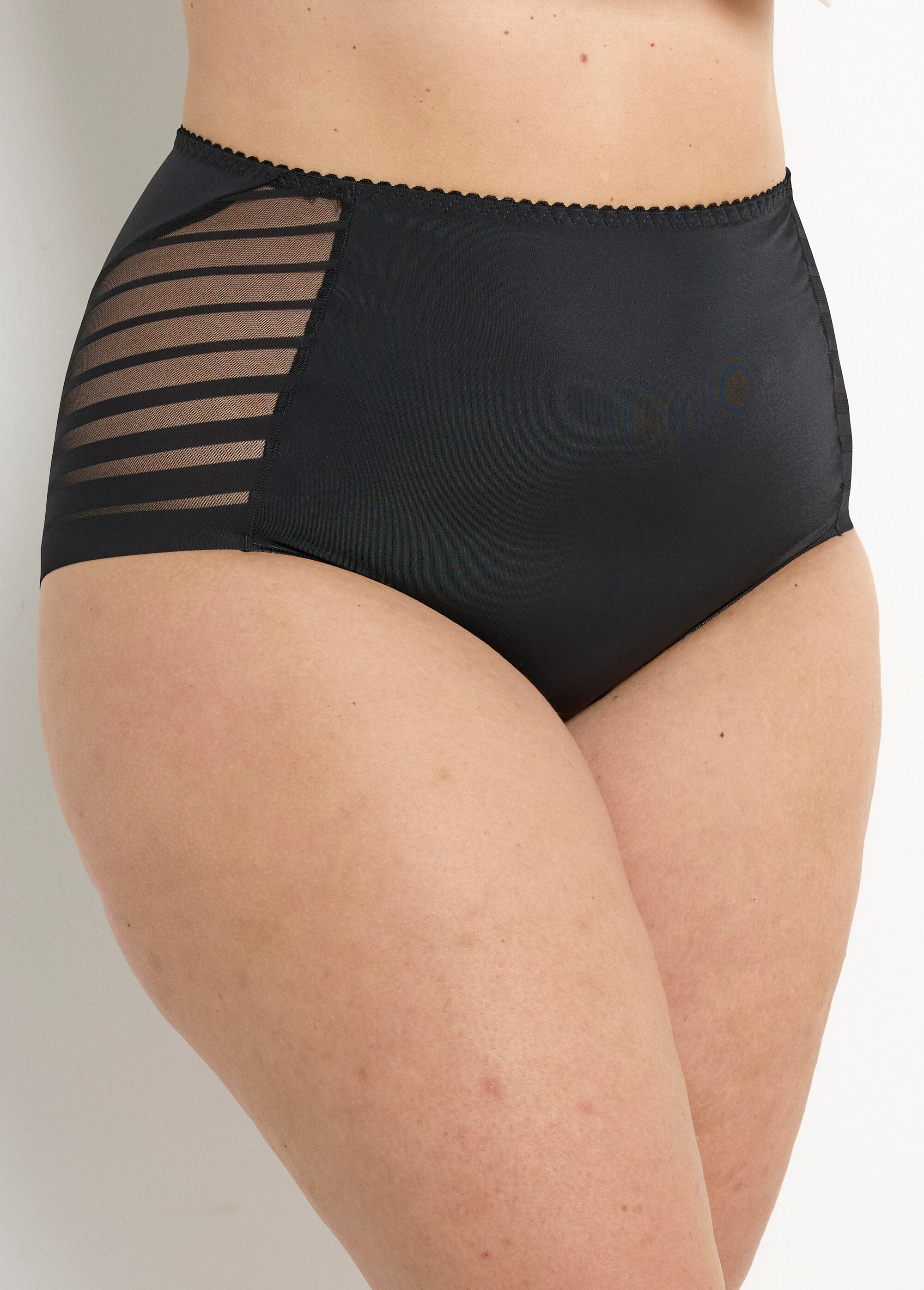 Gestreepte_tule_slip_met_hoge_taille_en_stretch_Noir_FA1_curvy