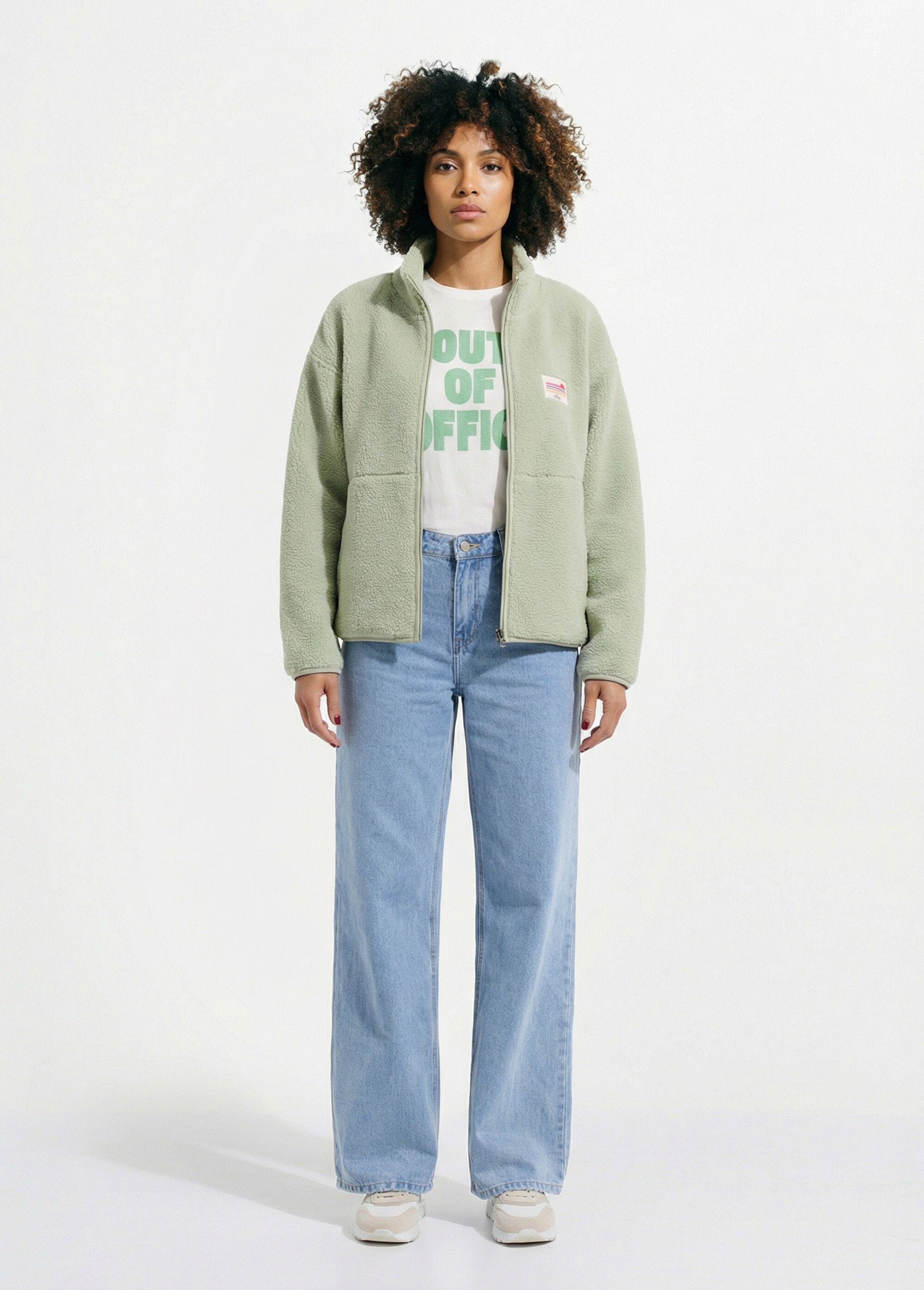 Warme_fleece_bodywarmer_met_rits,_opstaande_kraag_Vert_amande_SF1_slim