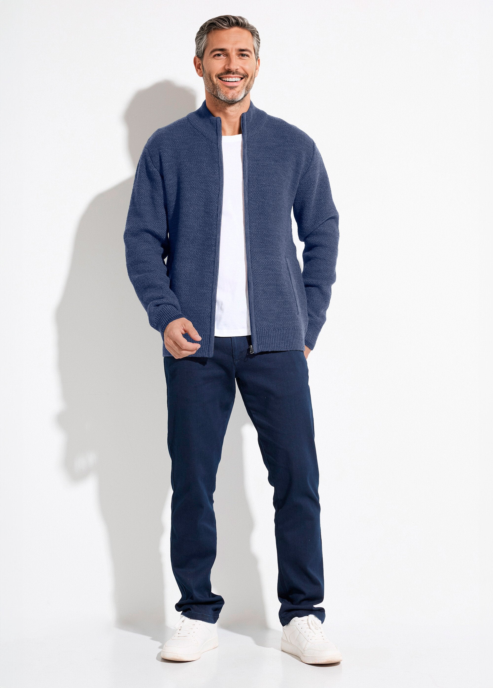 Vest_met_rits_en_opstaande_kraag_in_gevlekte_gebreide_wol_Bleu_SF1_slim
