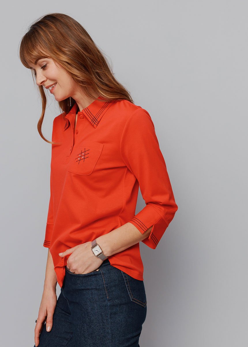 3/4-mouwen_polo_met_stikseldetails_Rouge_DR1_slim