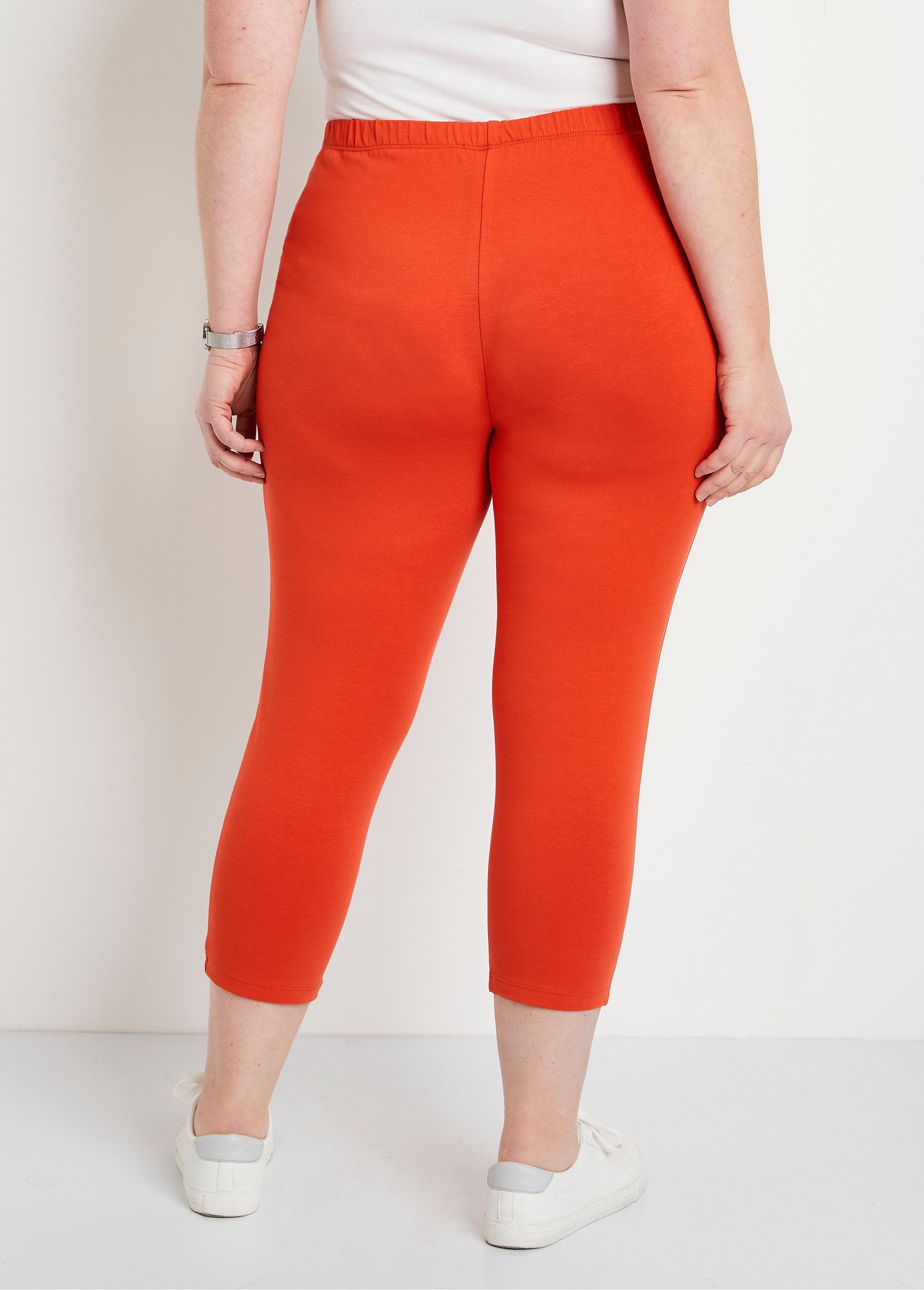 Korte_katoenen_legging_met_elastische_tailleband_ORANJE_DO1_curvy