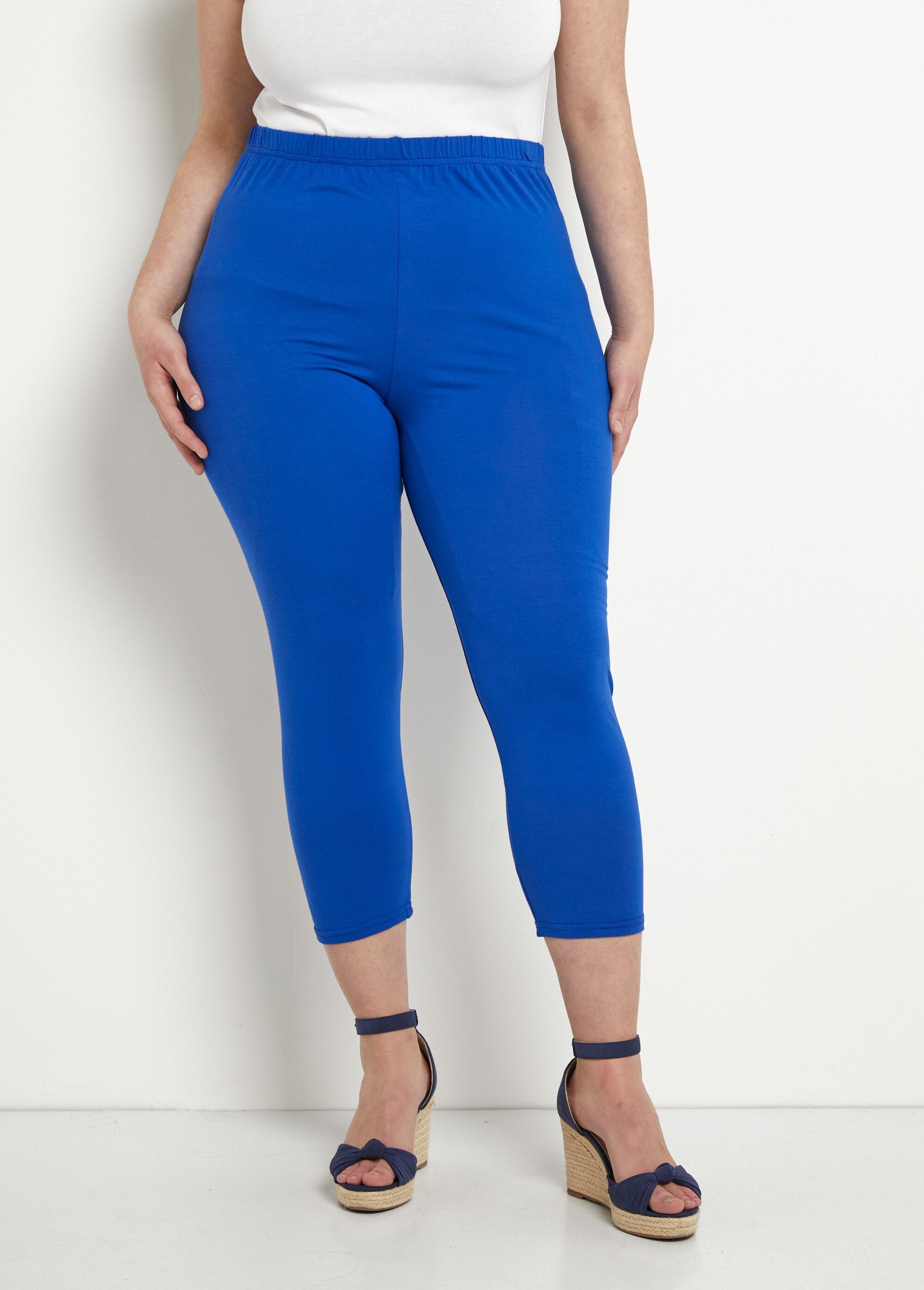 Legging_court_taille_élastiquée_extensible_Uni_bleu_FA1_curvy