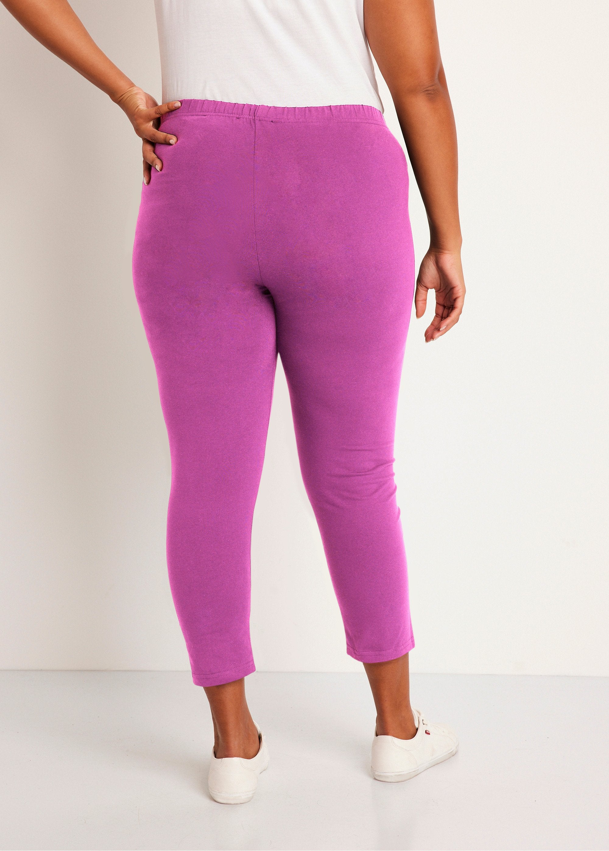 Effen_korte_legging_met_elastische_tailleband_Fuchsia_DO1_curvy