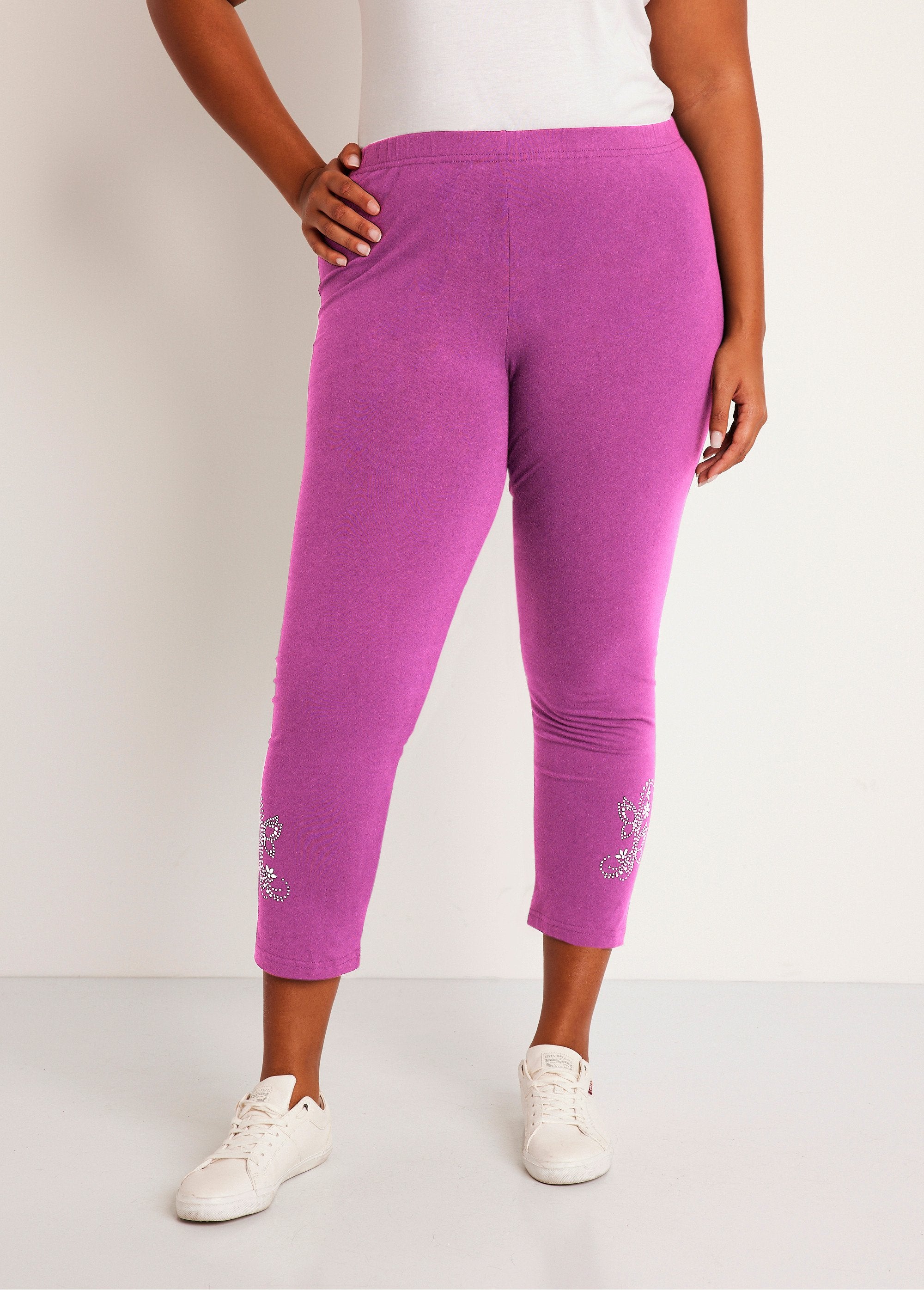 Effen_korte_legging_met_elastische_tailleband_Fuchsia_FA1_curvy