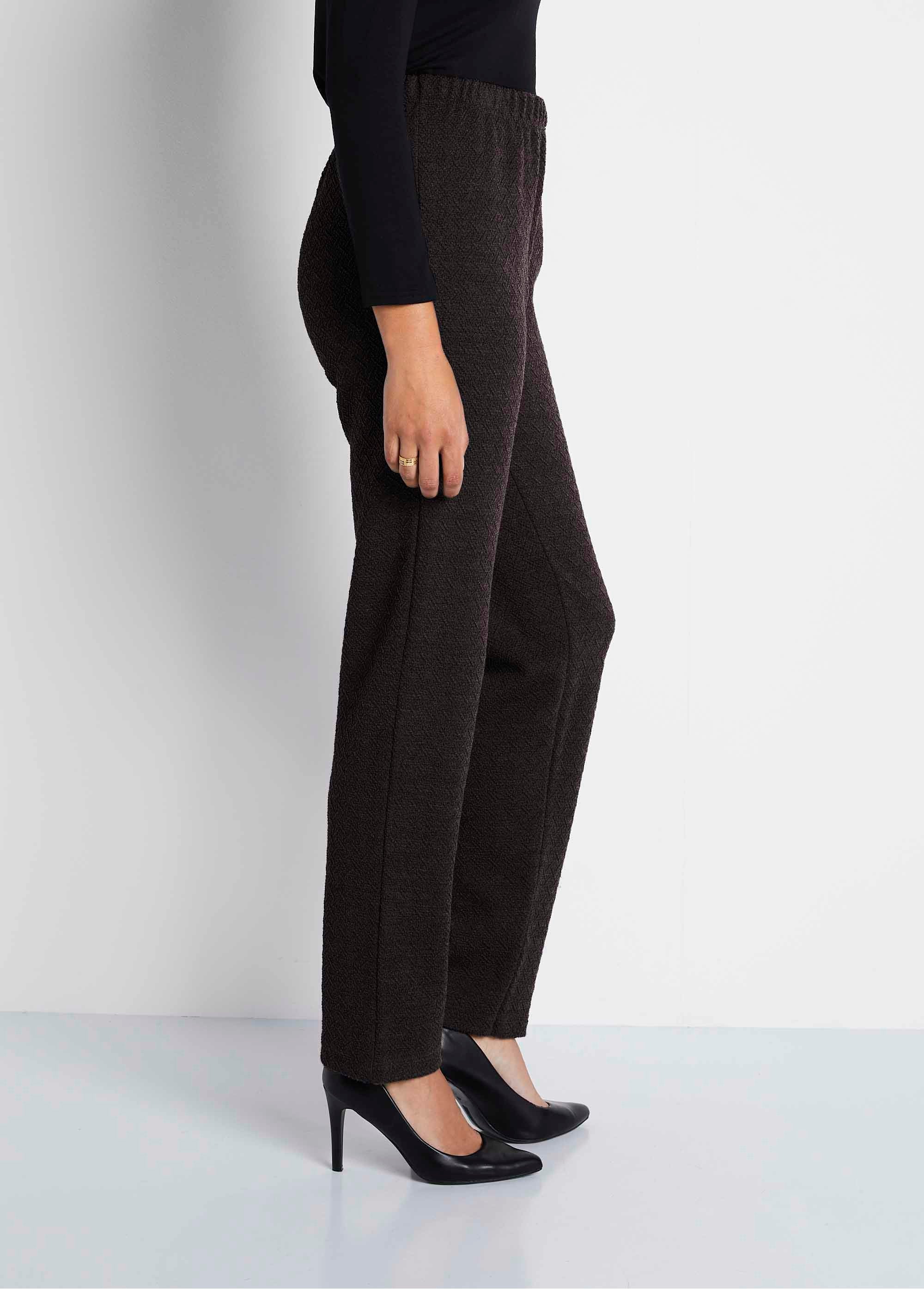 Rechte_legging_met_elastische_tailleband_en_wol_Effen_bruin_DR1_slim