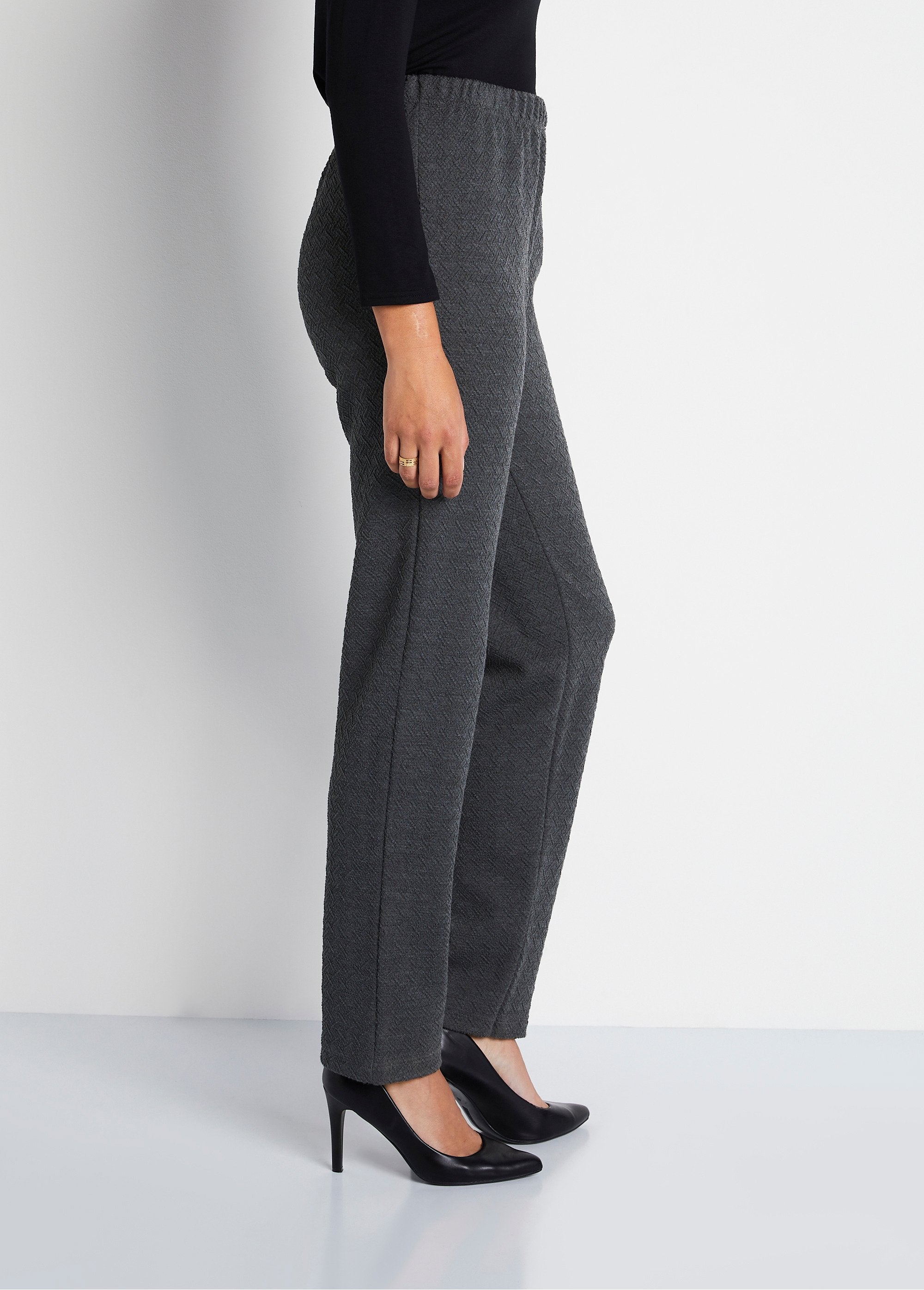 Rechte_legging_met_elastische_tailleband_en_wol_Effen_grijs_DR1_slim