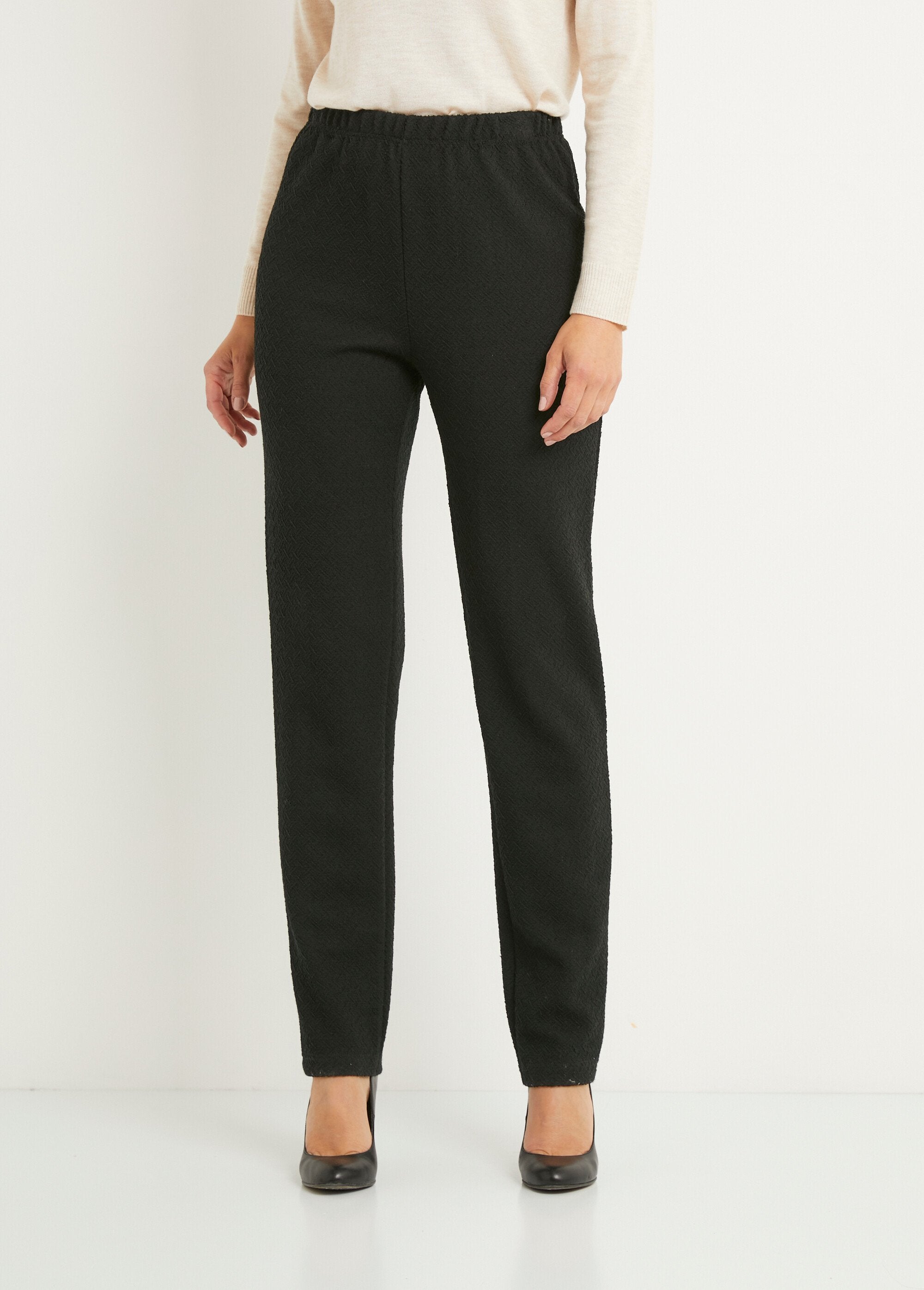 Rechte_legging_met_elastische_tailleband_en_wol_Effen_zwart_FA1_slim