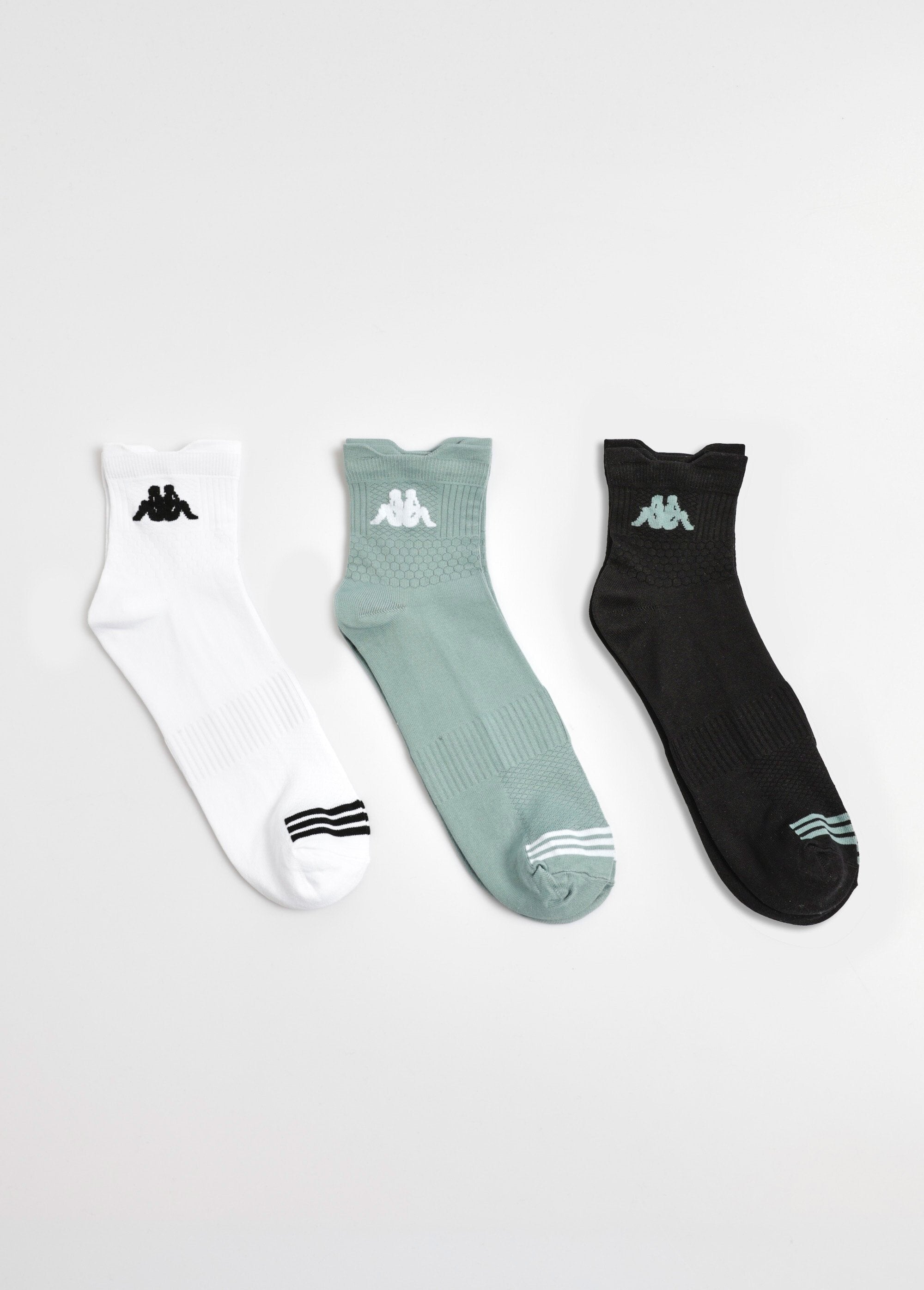 Set_van_3_sportsokken,_assorti_Vert_et_blanc_et_noir_DE1_slim