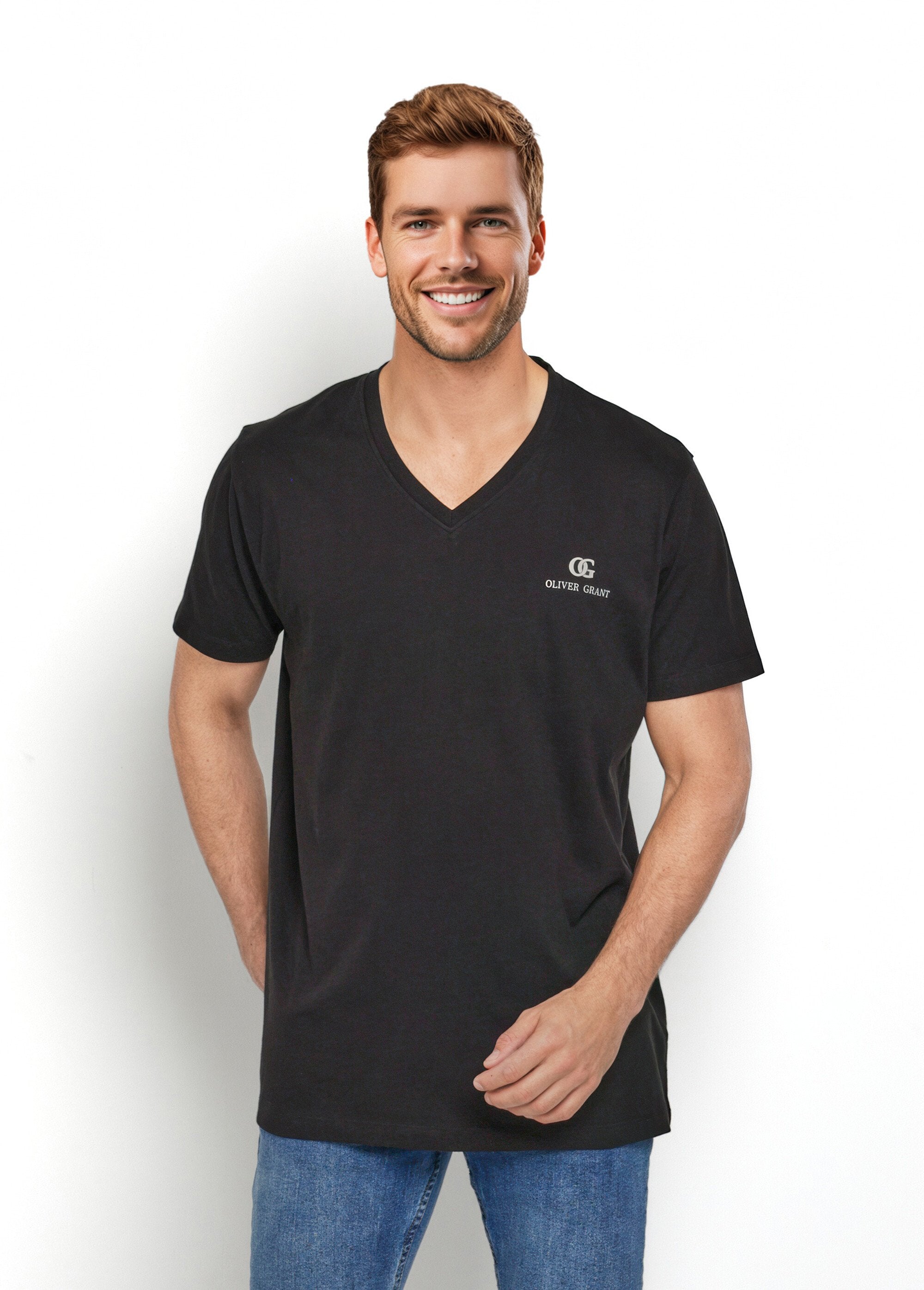 Donkere_V-hals_T-shirts_met_korte_mouwen_Noir_FA1_slim