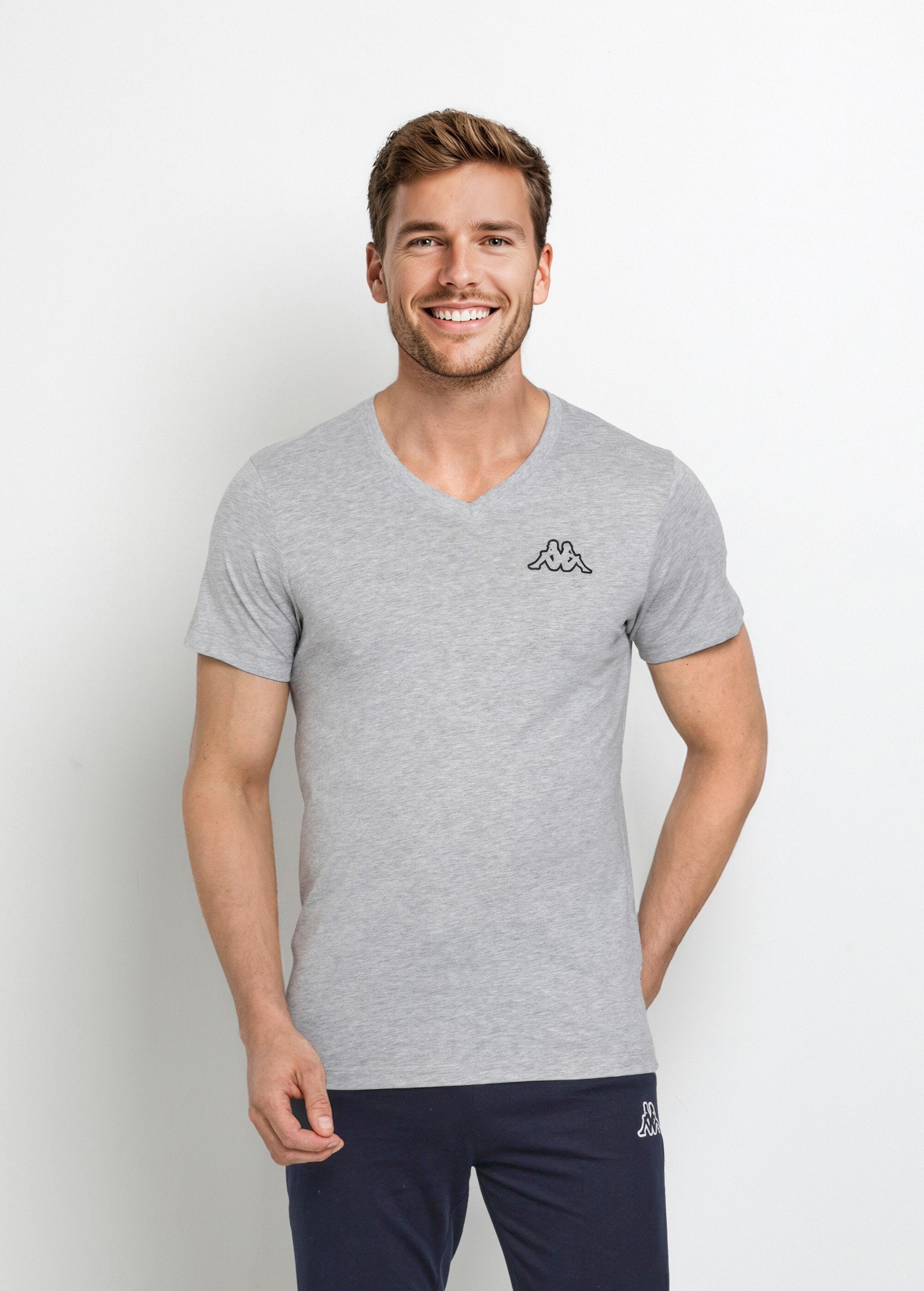 Donker_V-hals_T-shirt_met_korte_mouwen_Gris_FA1_slim
