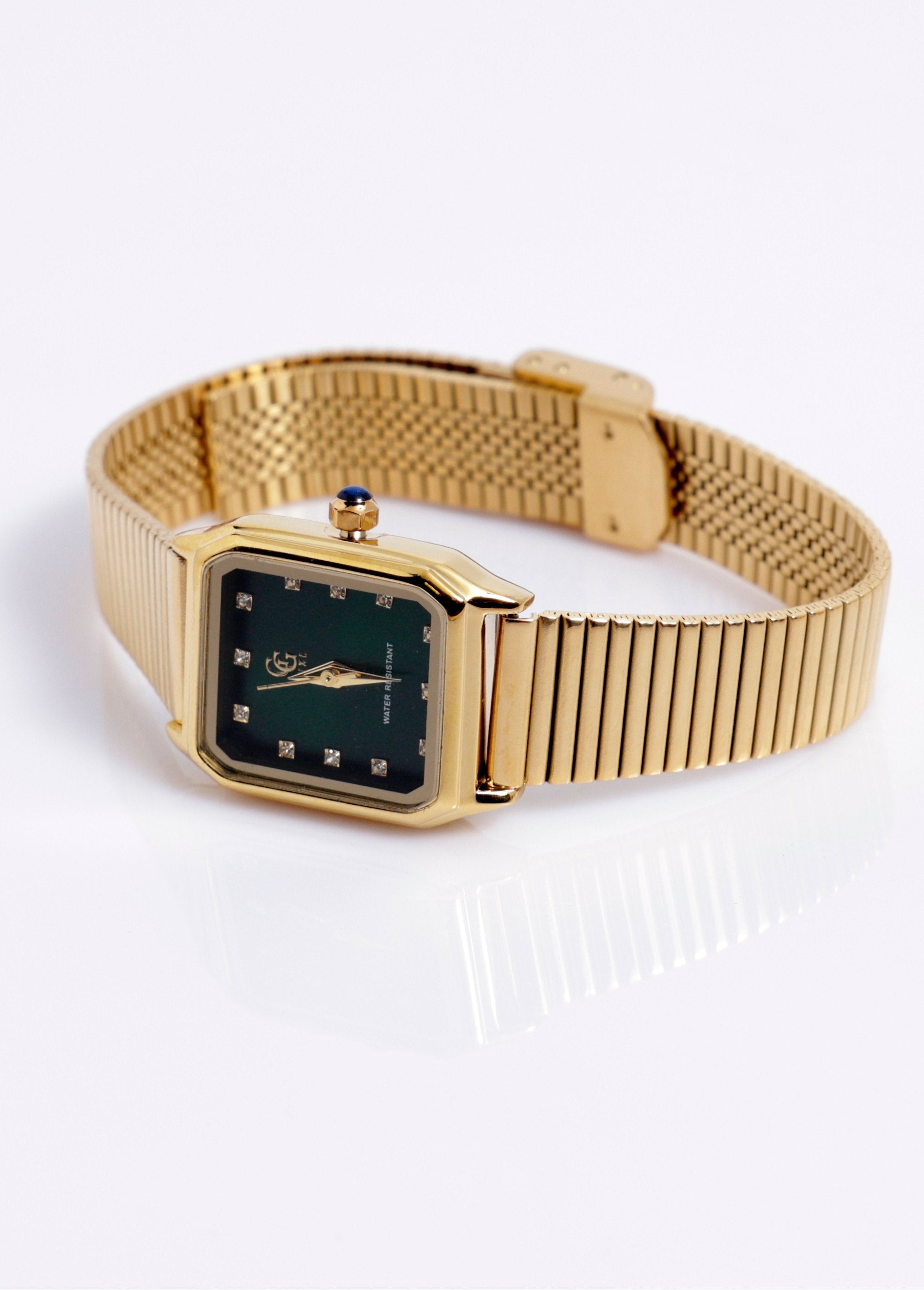 Sieradenhorloge_met_geribbelde_mesh_armband_Or_vert_DE1_slim