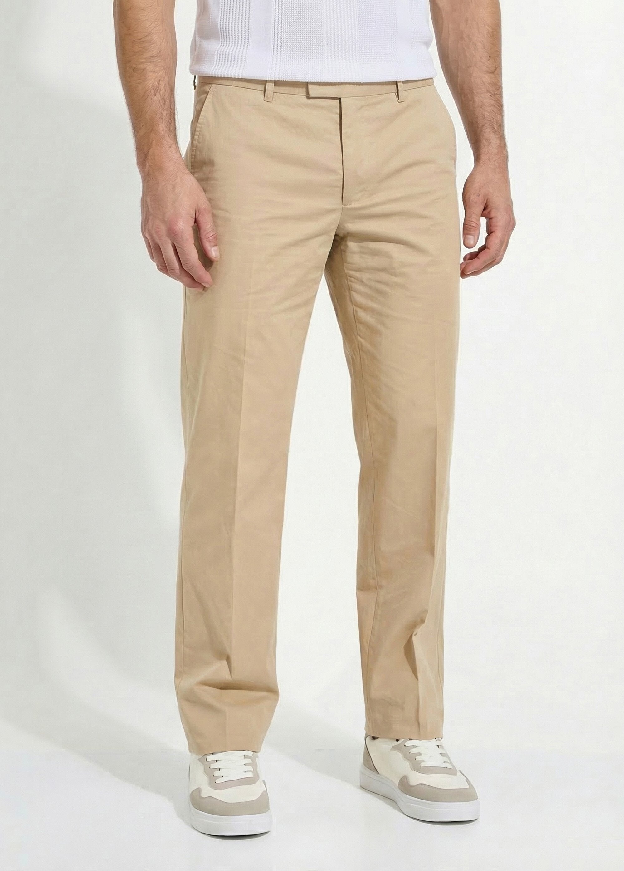 Broek_van_polyesterkatoen_met_onzichtbare,_verstelbare_tailleband_Beige_FA1_slim