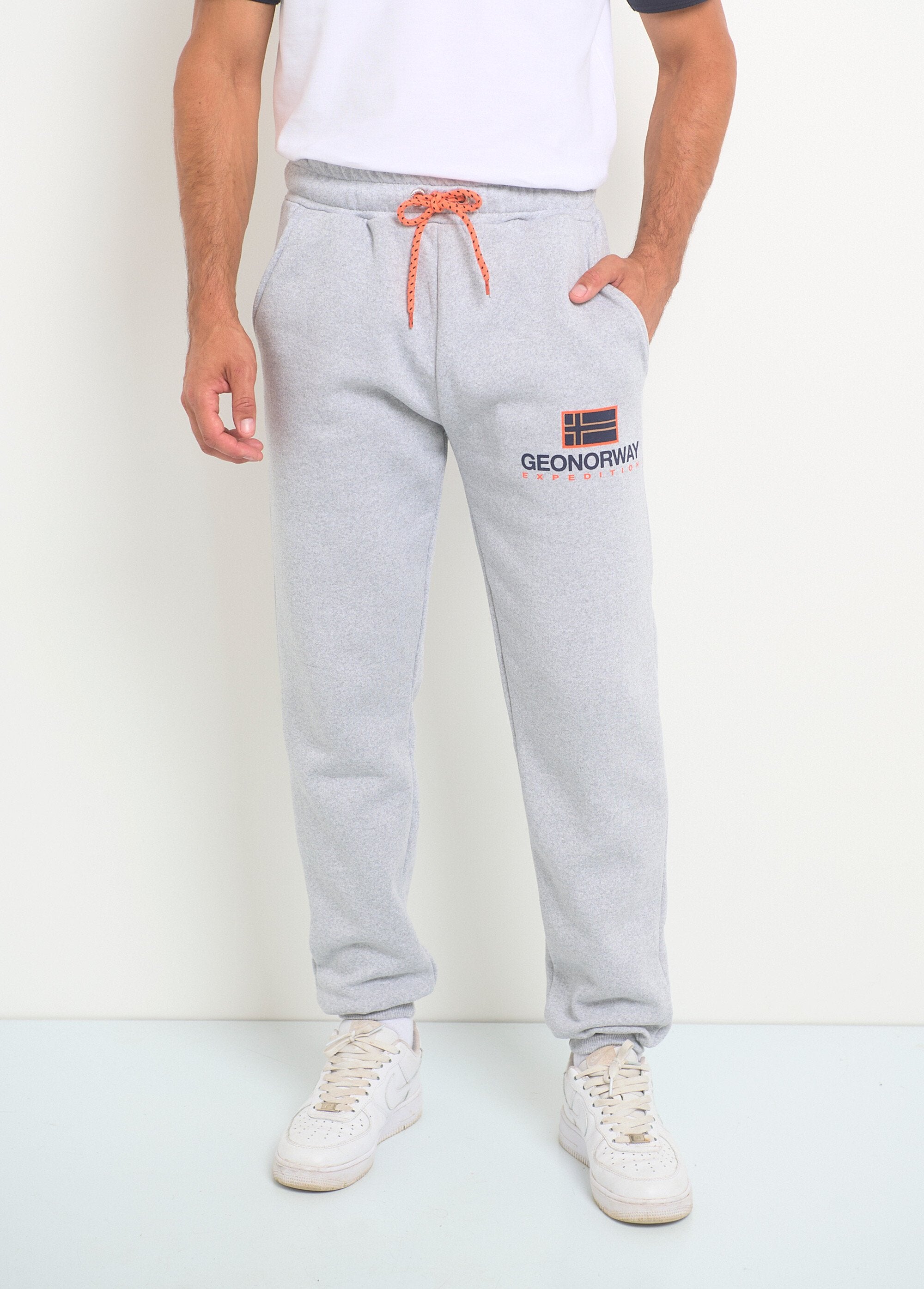 Joggingbroek_met_contrasterende_stropdas_Gris_melange_FA1_slim