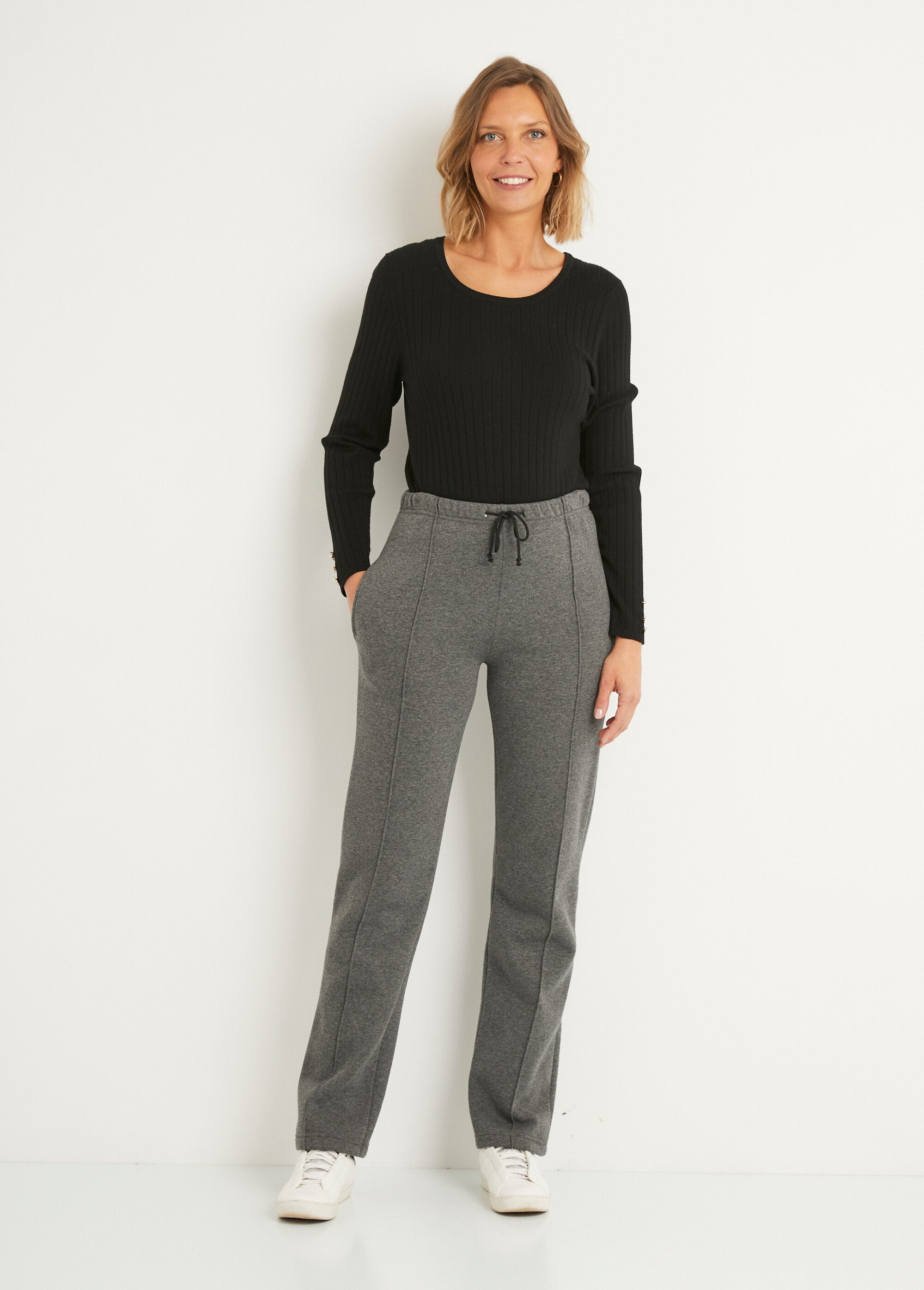 Loungebroek_met_elastische_fleece_tailleband_Houtskool_grijs_SF1_slim