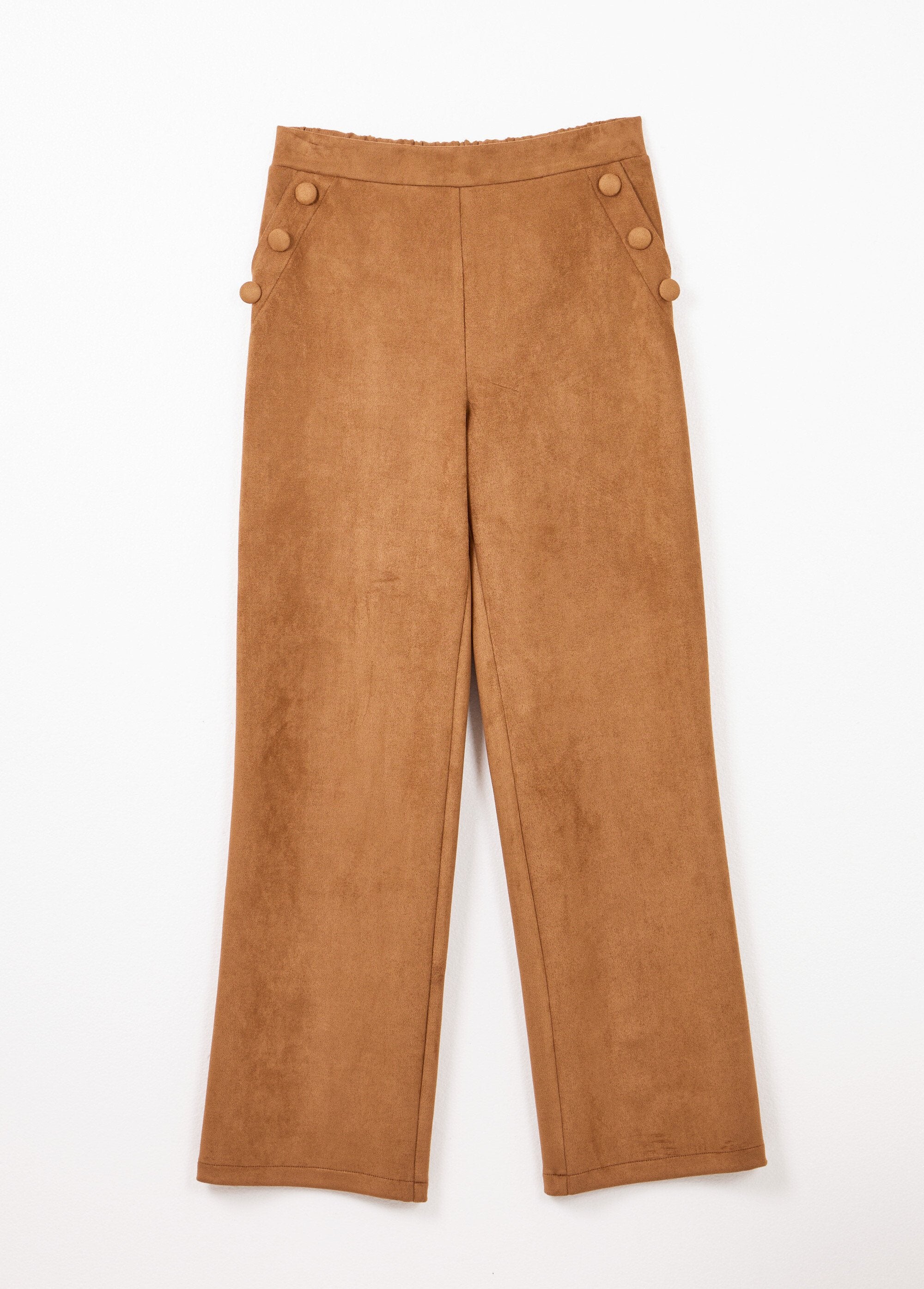 Rechte_broek_met_elastische_tailleband_van_suède_stof_Camel_AP1_slim