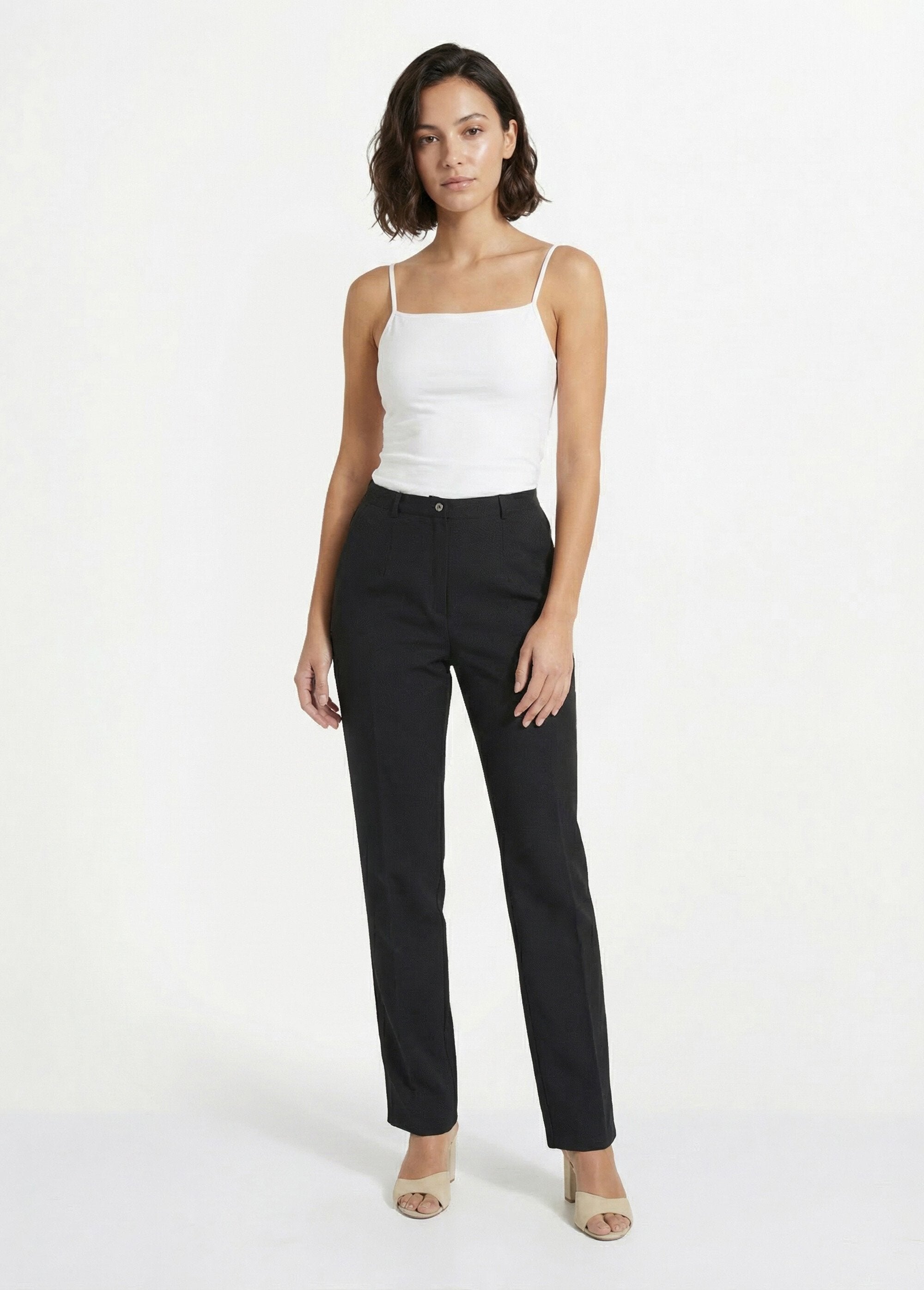 Effen_broek_met_rechte_pijpen_en_semi-elastische_tailleband_ZWART_SF1_slim