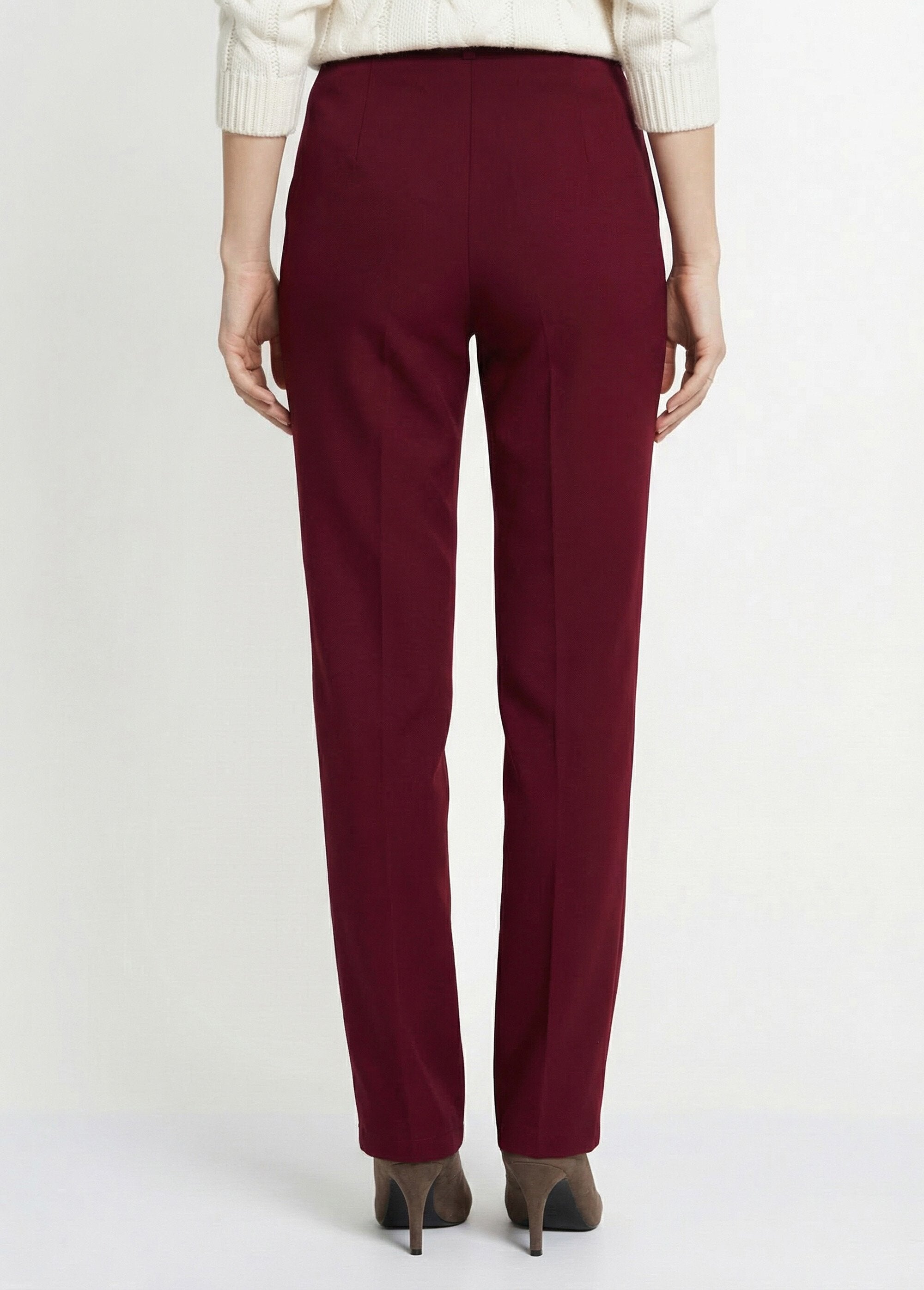 Effen_broek_met_rechte_pijpen_en_semi-elastische_tailleband_Bordeaux_DO1_slim