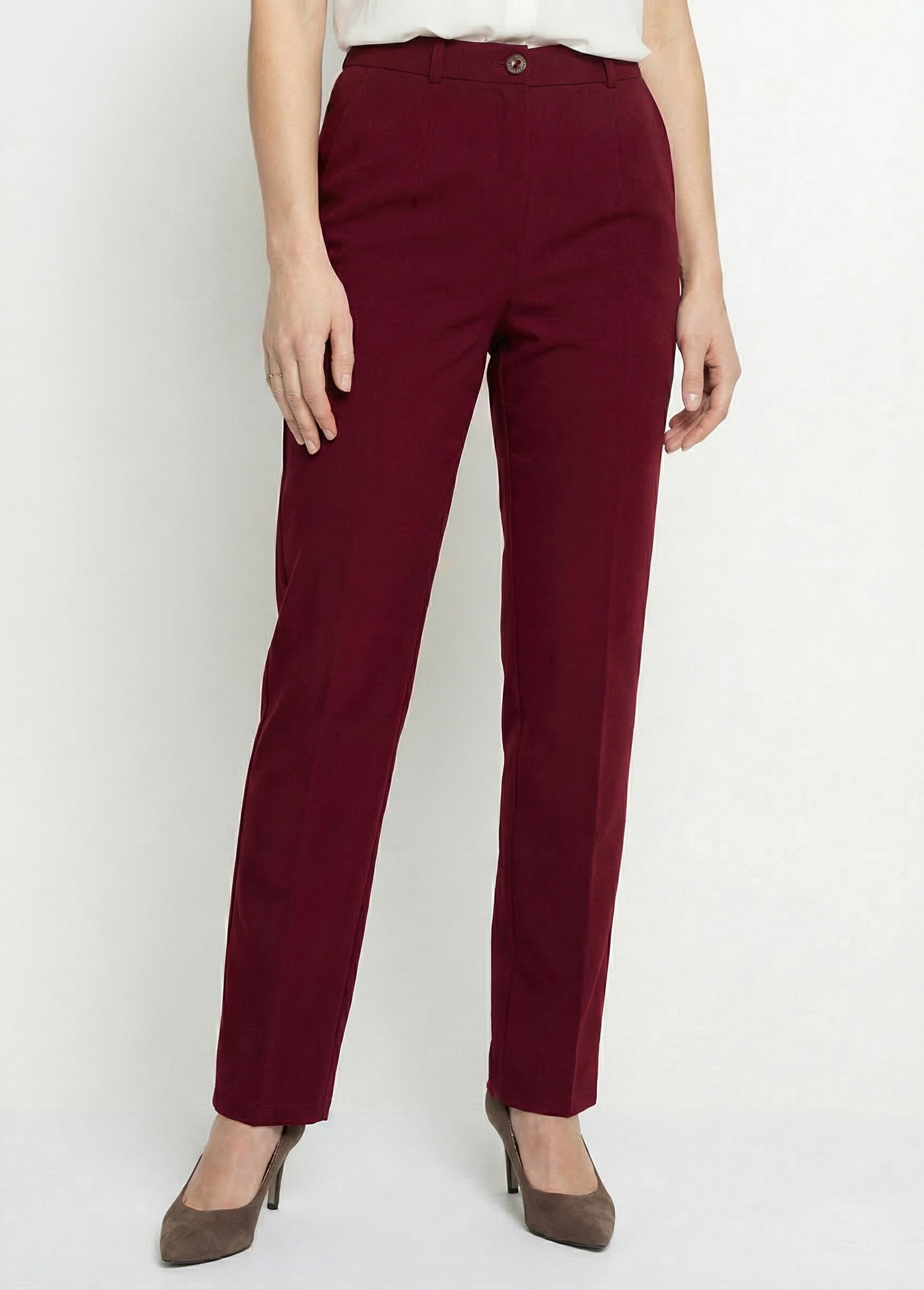 Effen_broek_met_rechte_pijpen_en_semi-elastische_tailleband_Bordeaux_FA1_slim