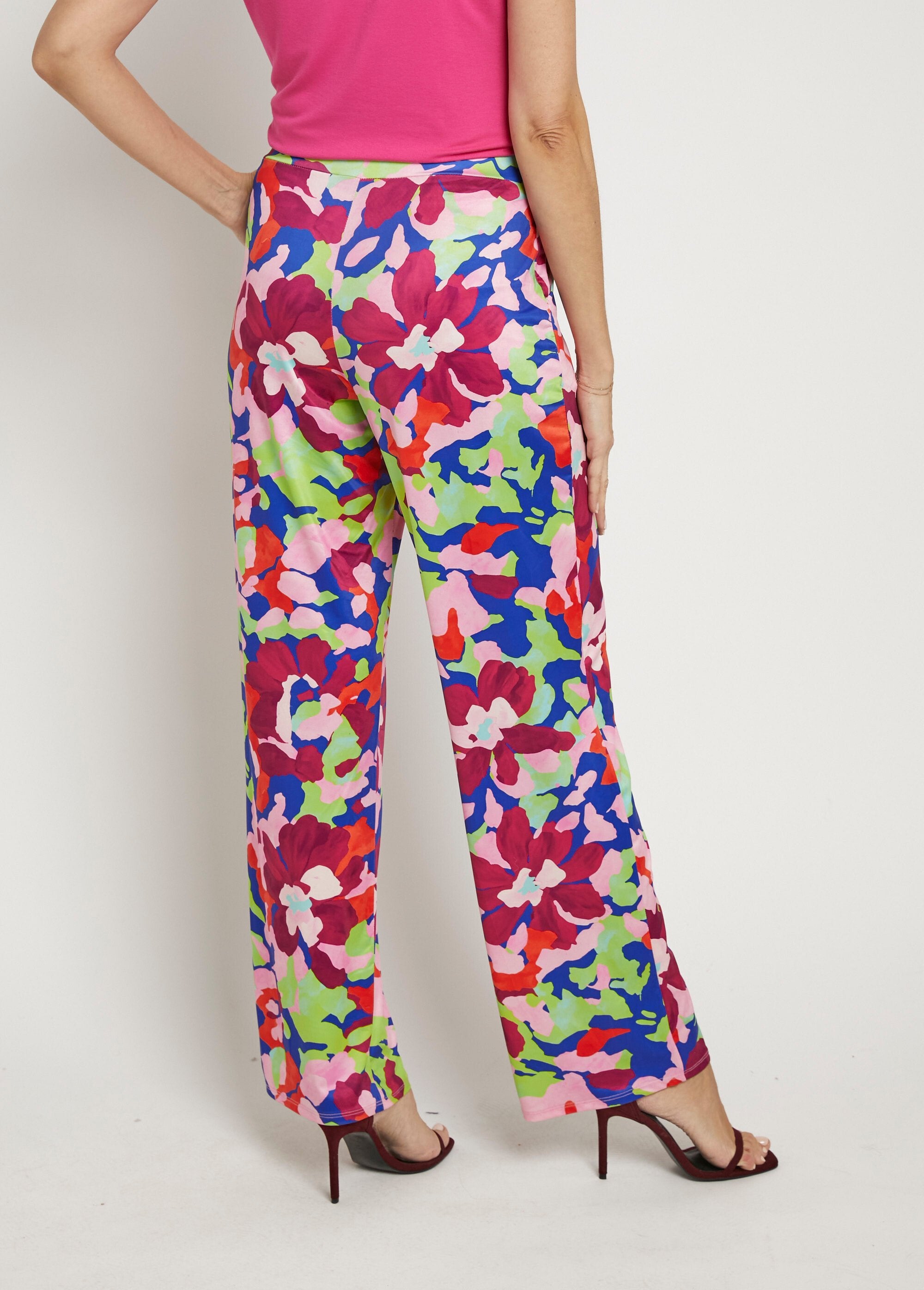 Pantalon_fluide_stretch,_motif_fleuri_pop_Rose_imprime_DO1_slim